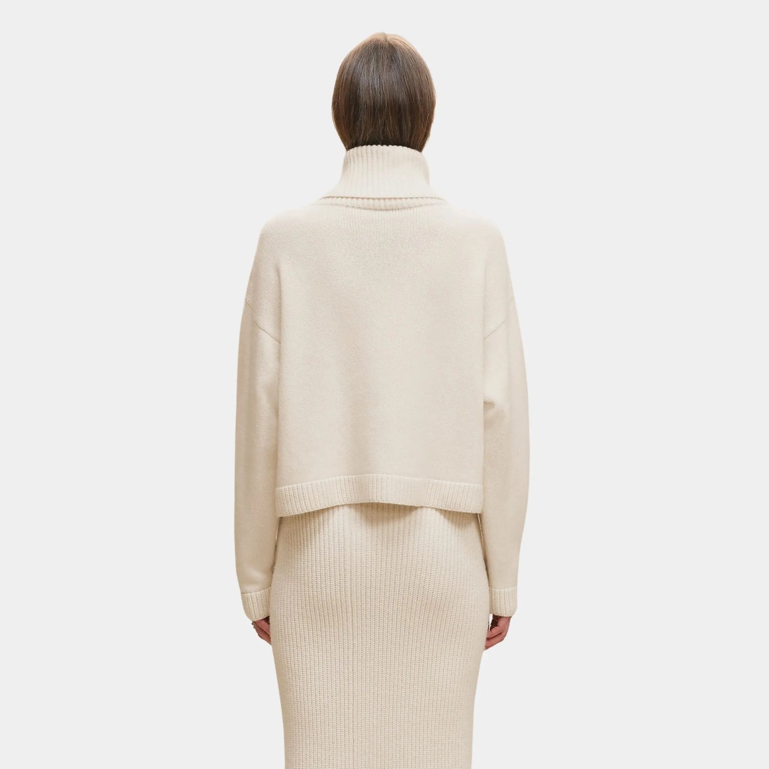 Hermes Cashmere H Lift Long-sleeve Sweater, Blanc Naturel, Back