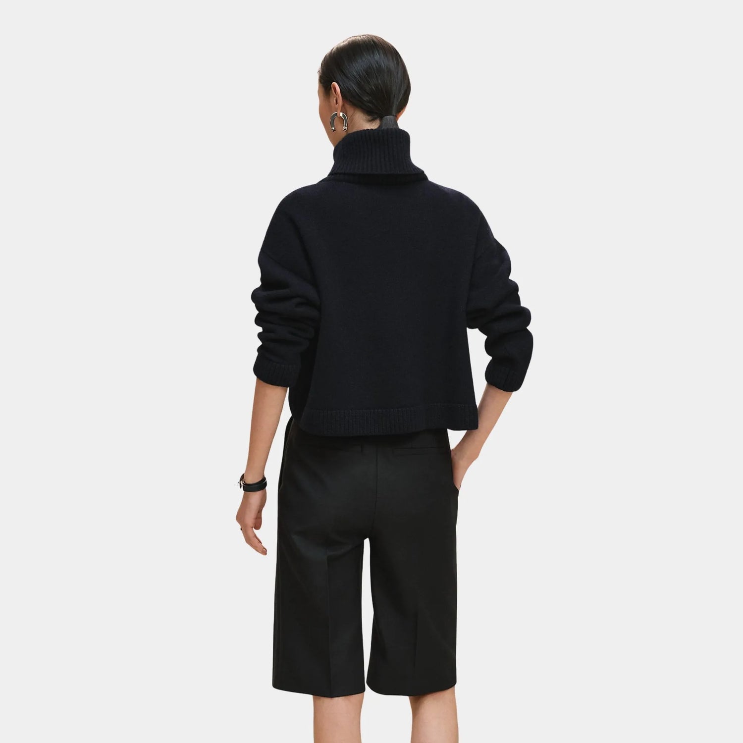 Hermes Cashmere H Lift Long-sleeve Sweater, Bleu Noir, Back