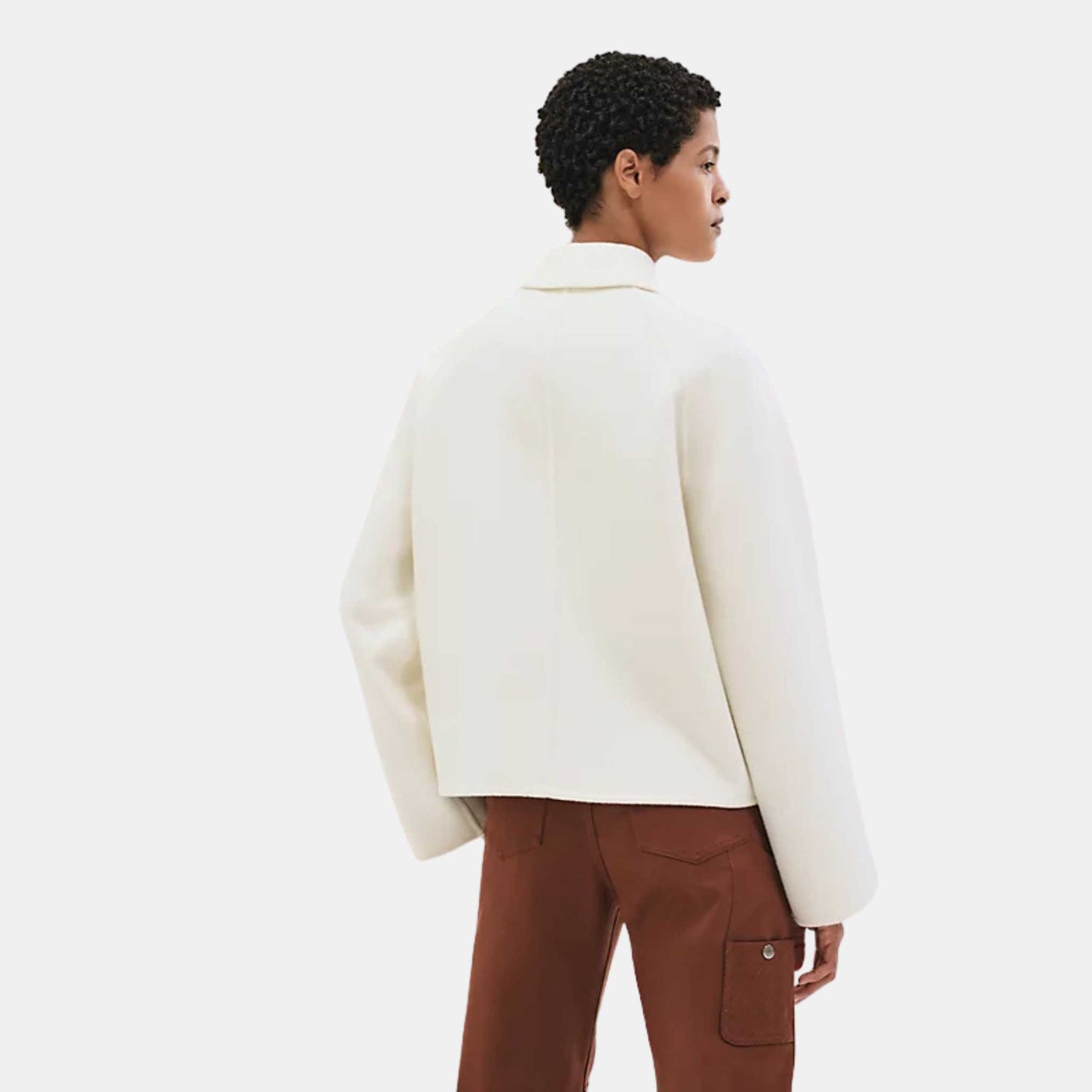 Hermes Cashmere Jacket Blanc Naturel, Back, Model