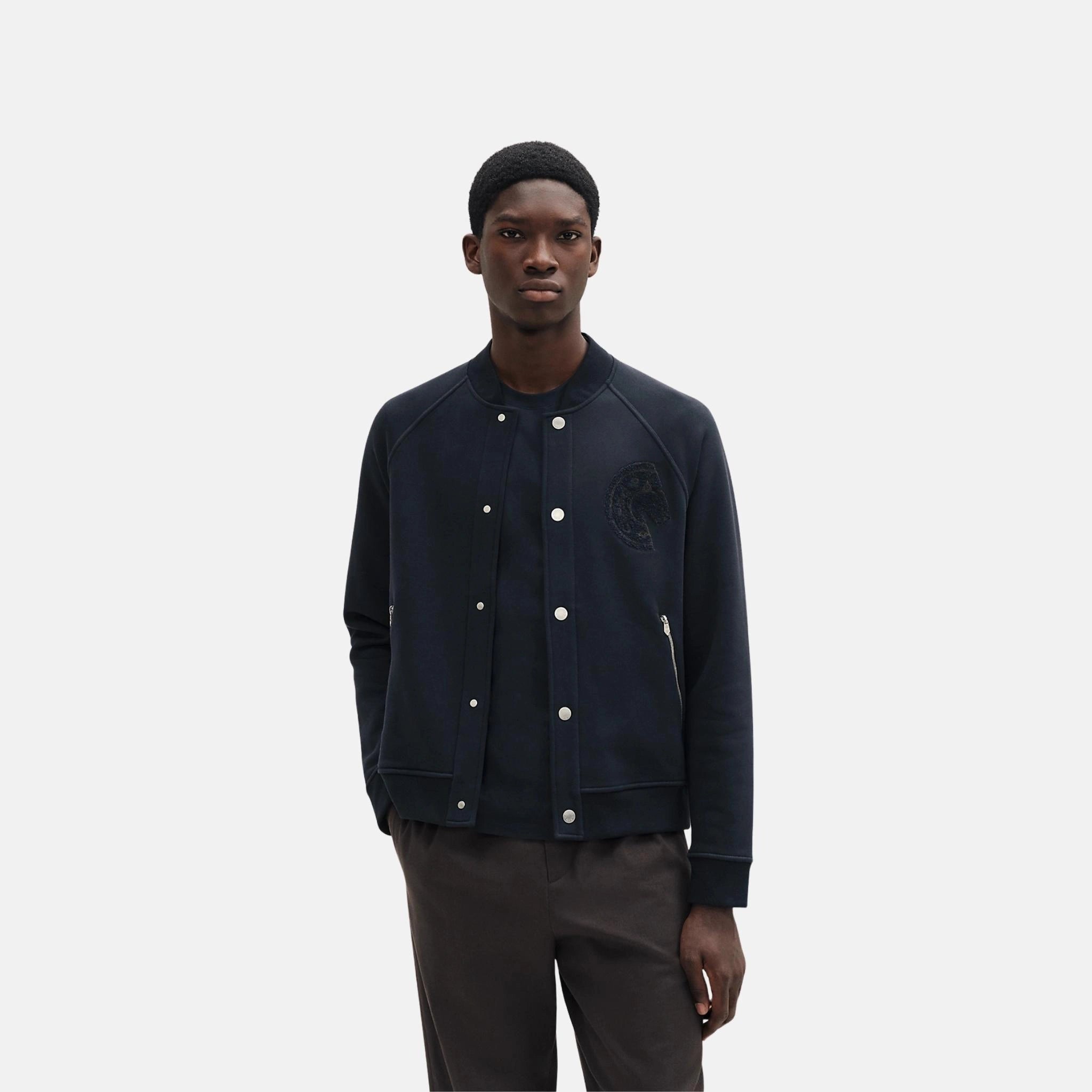 Hermes C.D.S. Varsity Jacket, Marine, Front