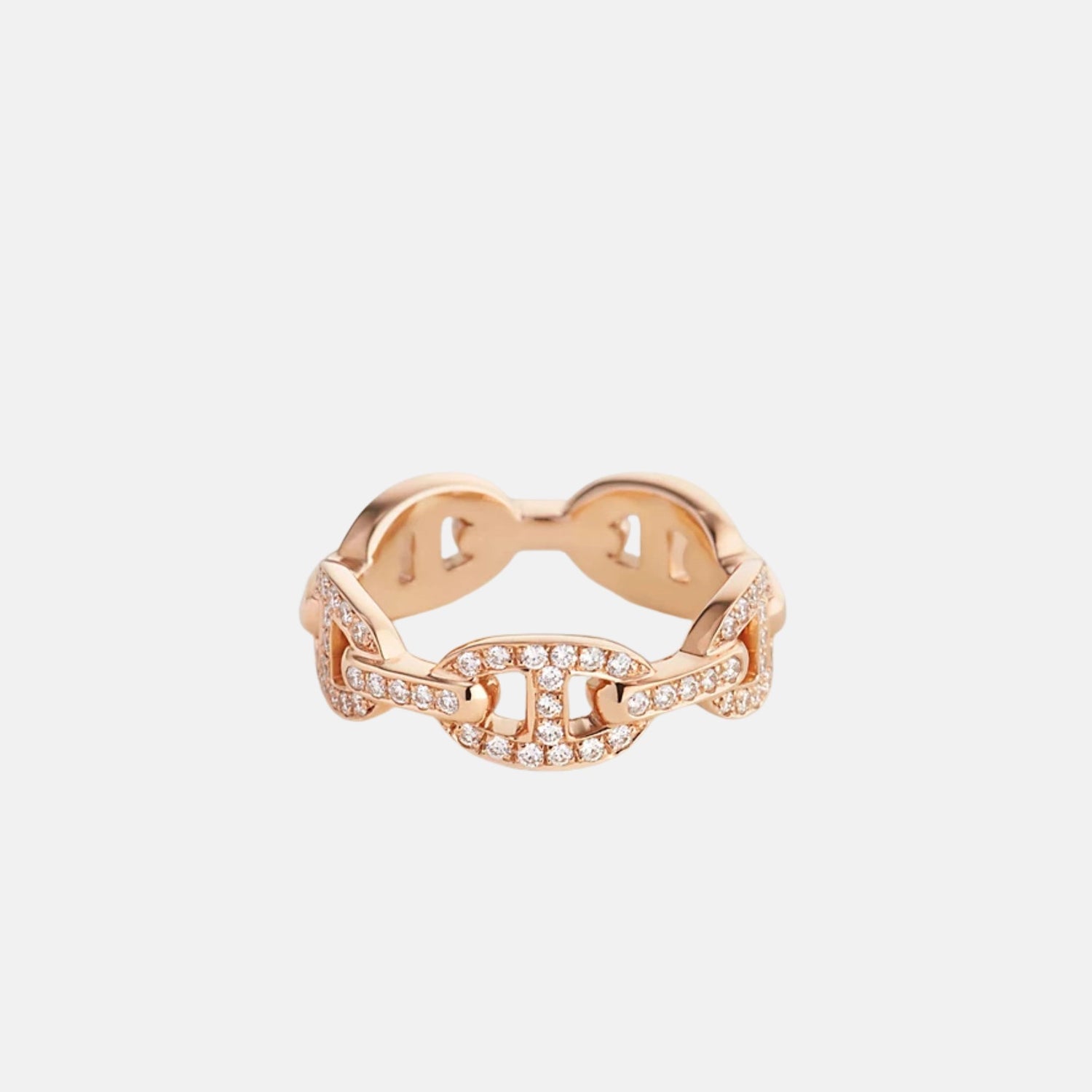 Hermes Chained Anchor Ring Small Model Rose Gold Diamonds, Front