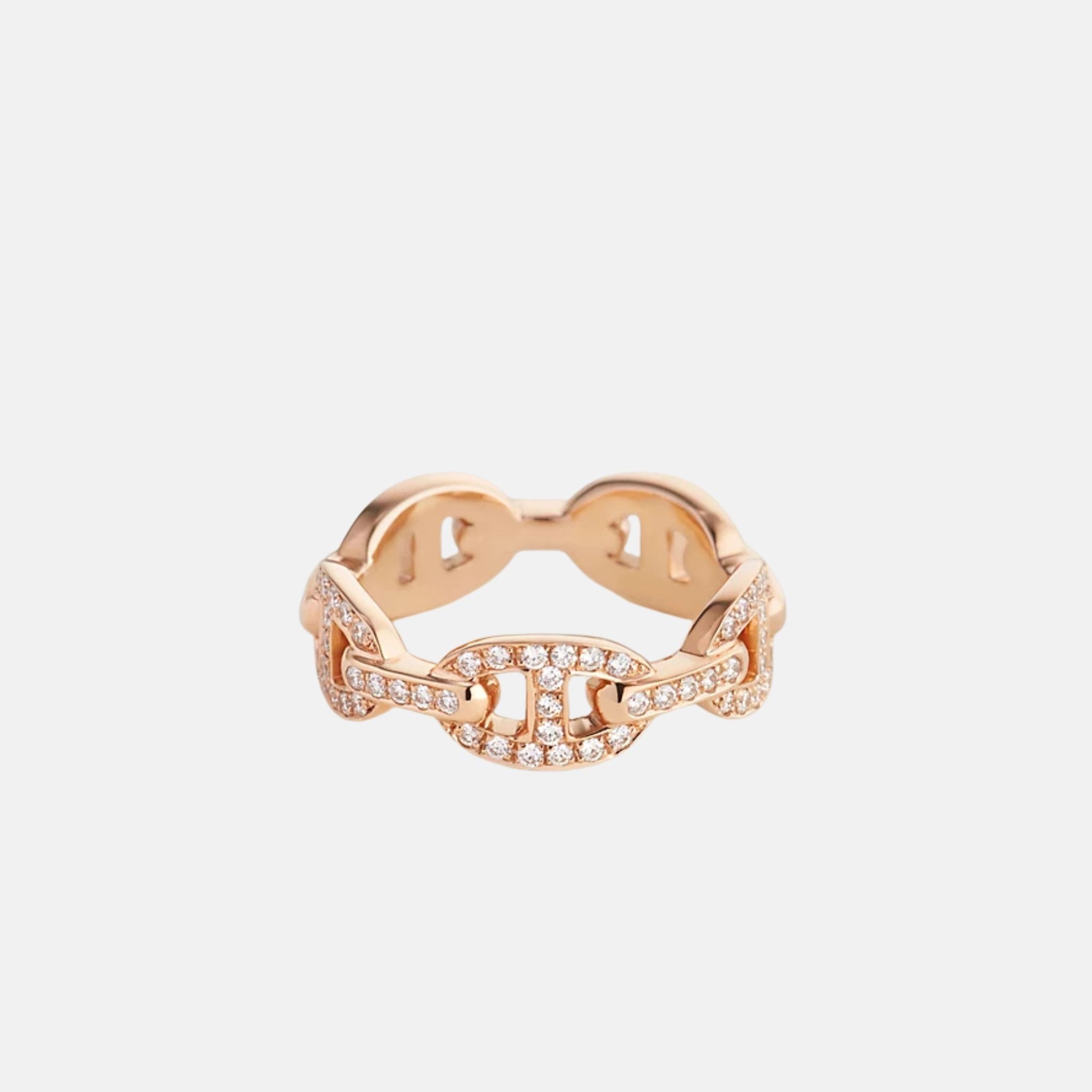 Hermes Chained Anchor Ring Small Model Rose Gold Diamonds, Front