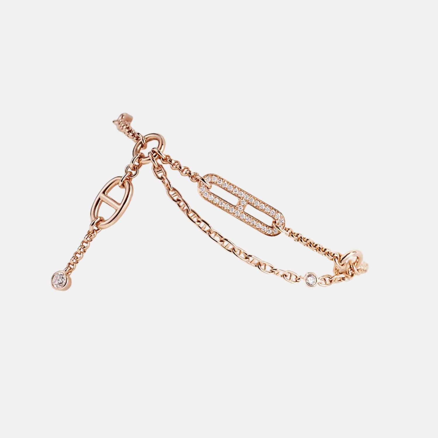Hermes Chaos Anchor Chain Bracelet Rose Gold , Front