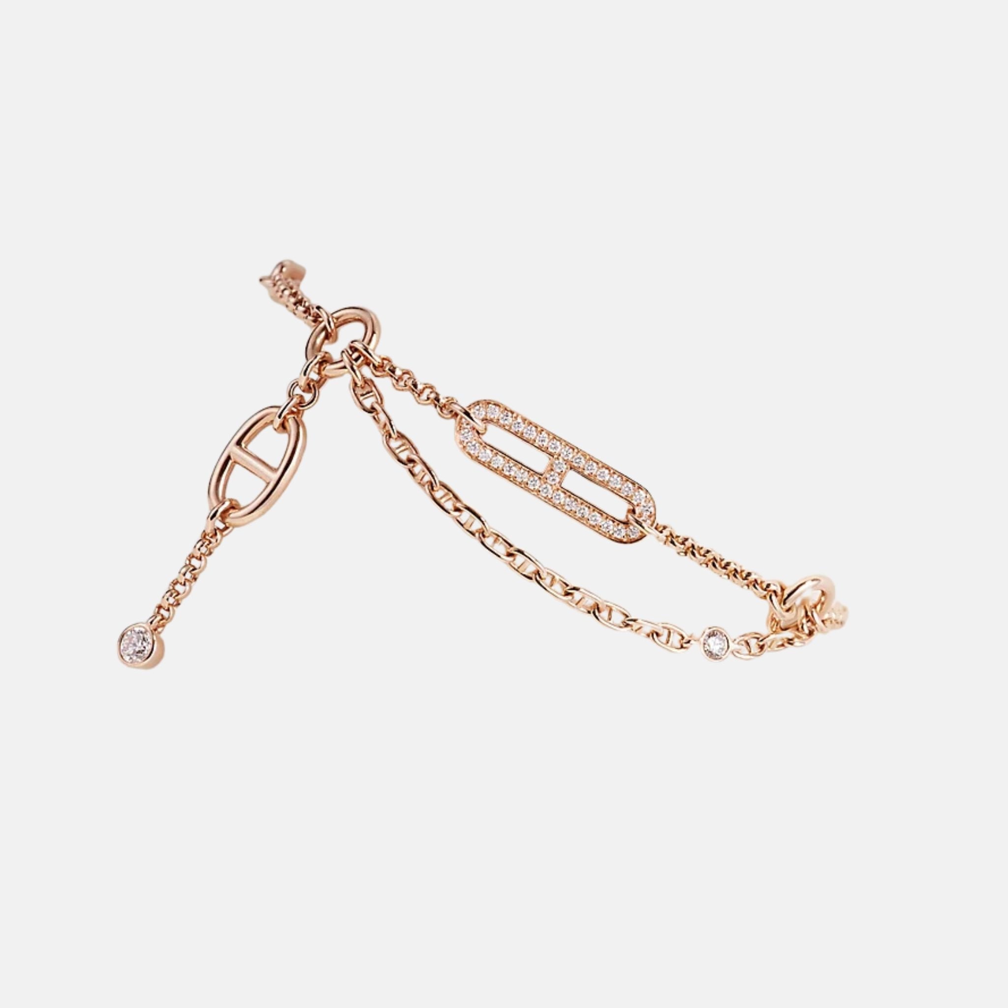 Hermes Chaos Anchor Chain Bracelet Rose Gold , Front