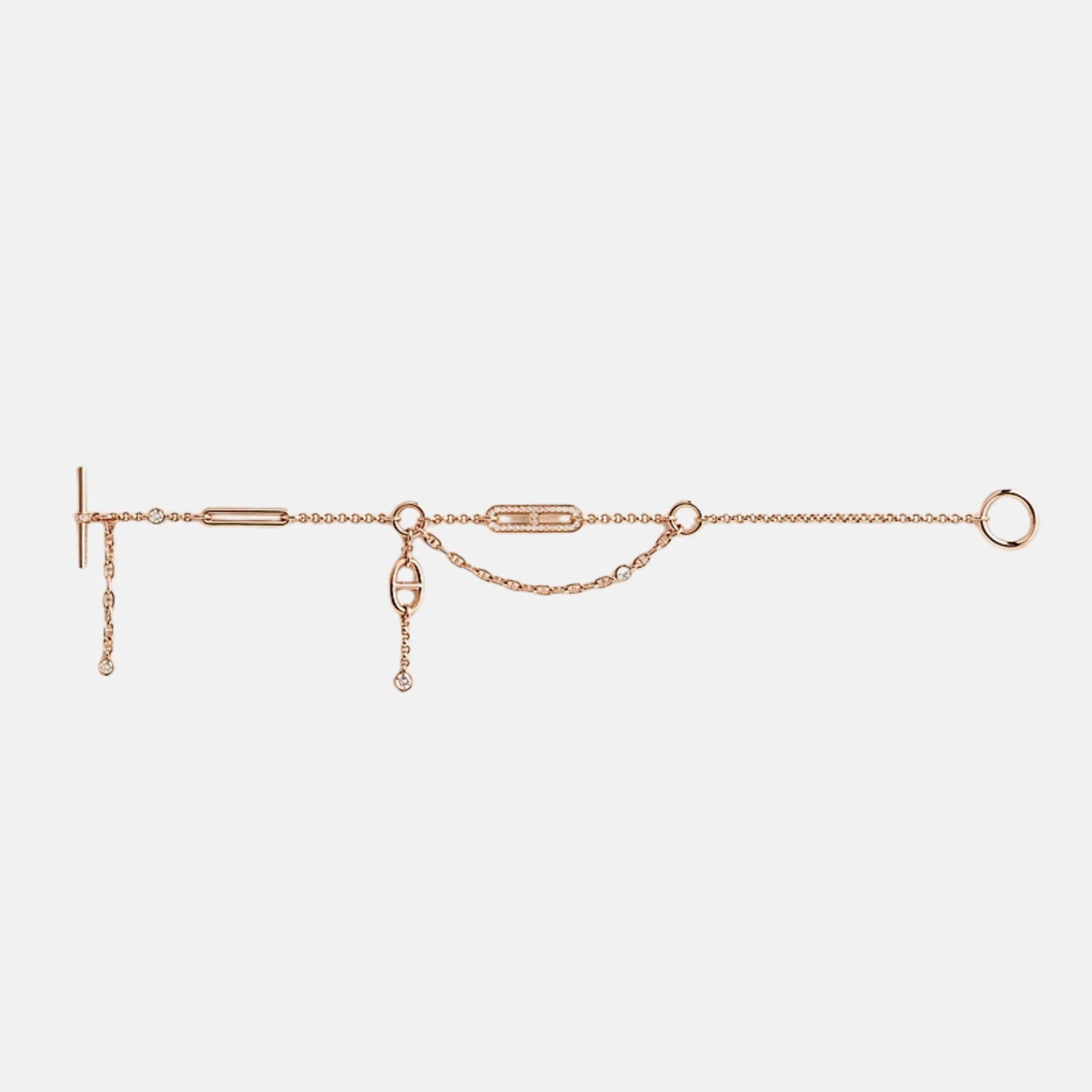 Hermes Chaos Anchor Chain Bracelet Rose Gold , Unlinked