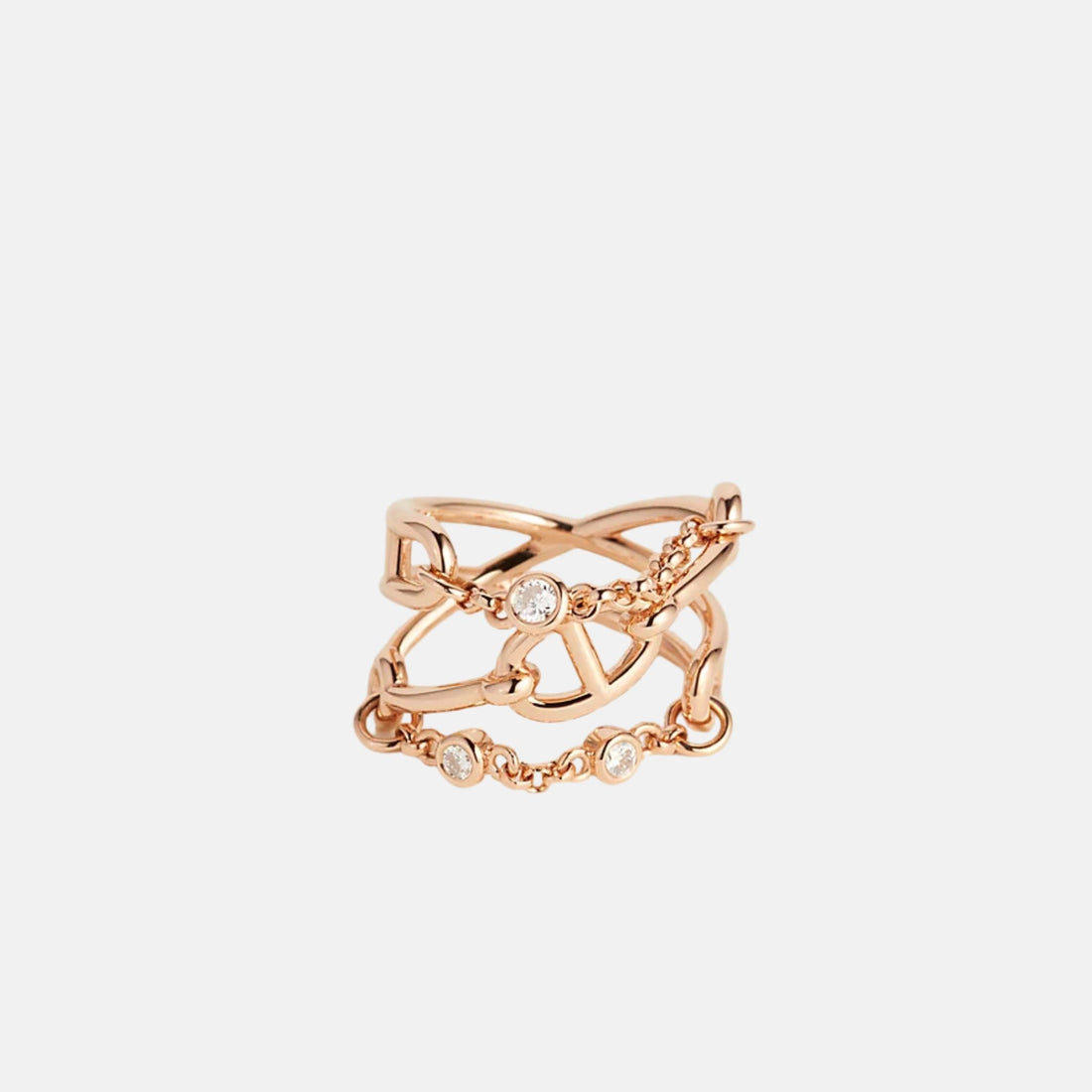 Hermes Chaos Anchor Chain Ring Medium Model Rose Gold