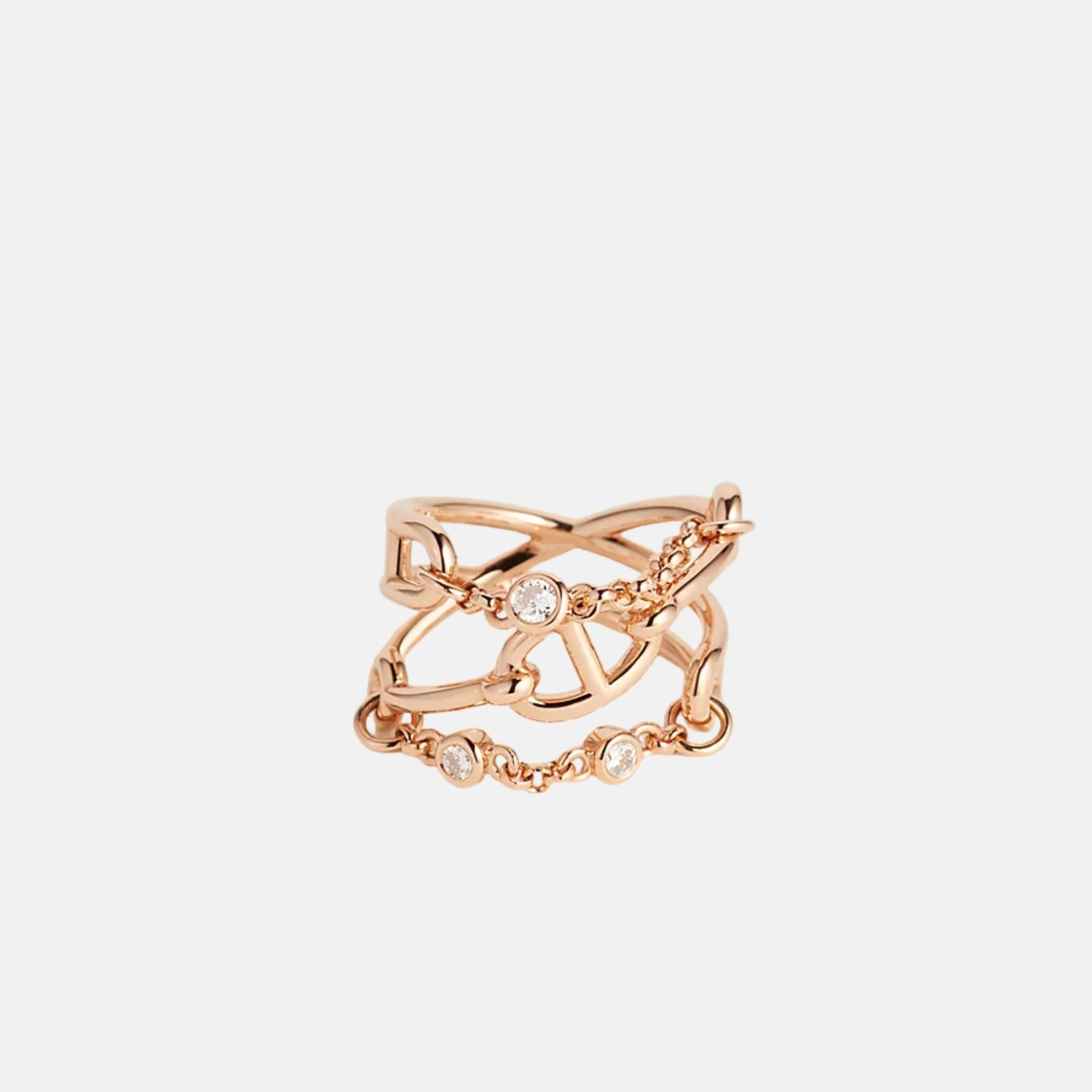 Hermes Chaos Anchor Chain Ring Medium Model Rose Gold
