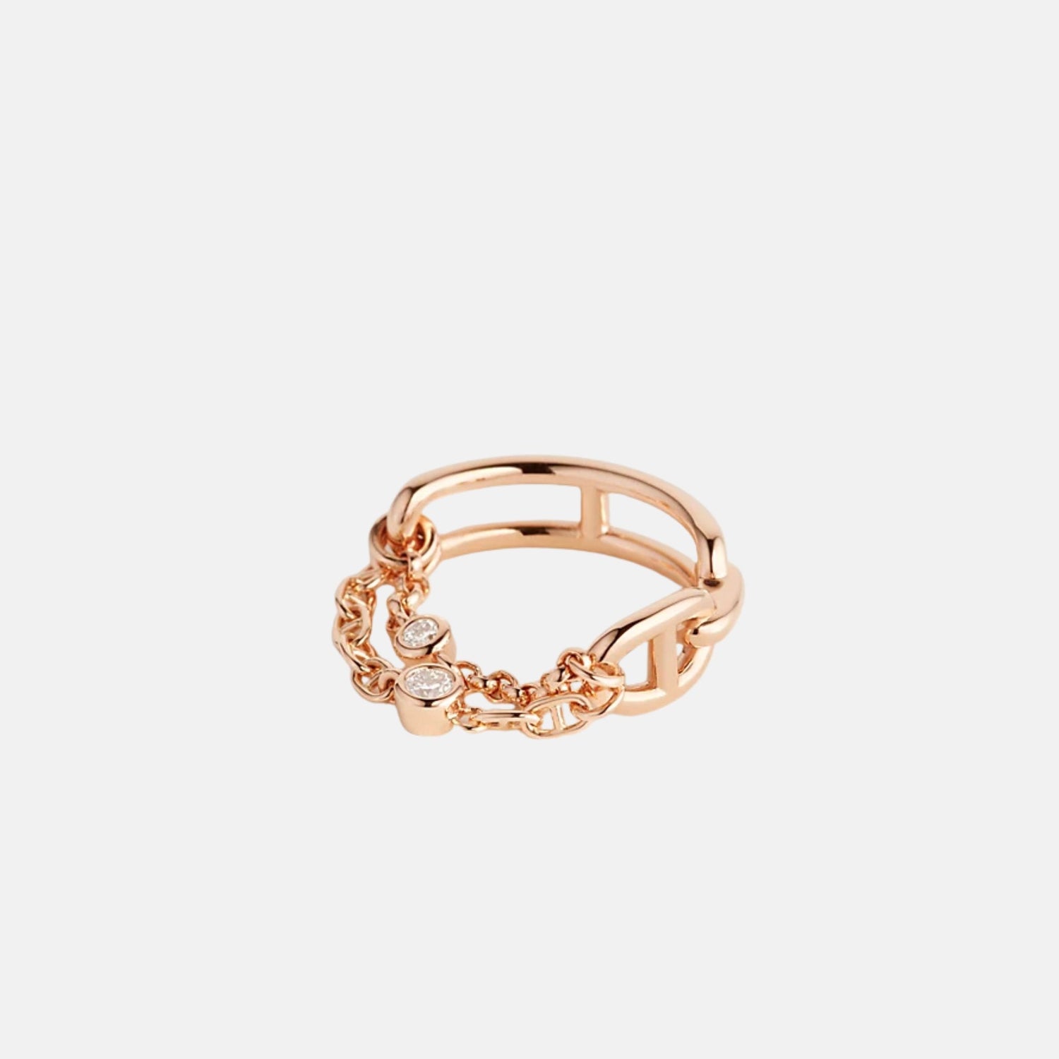 Hermes Chaos Anchor Chain Ring Small Model Rose Gold, Front