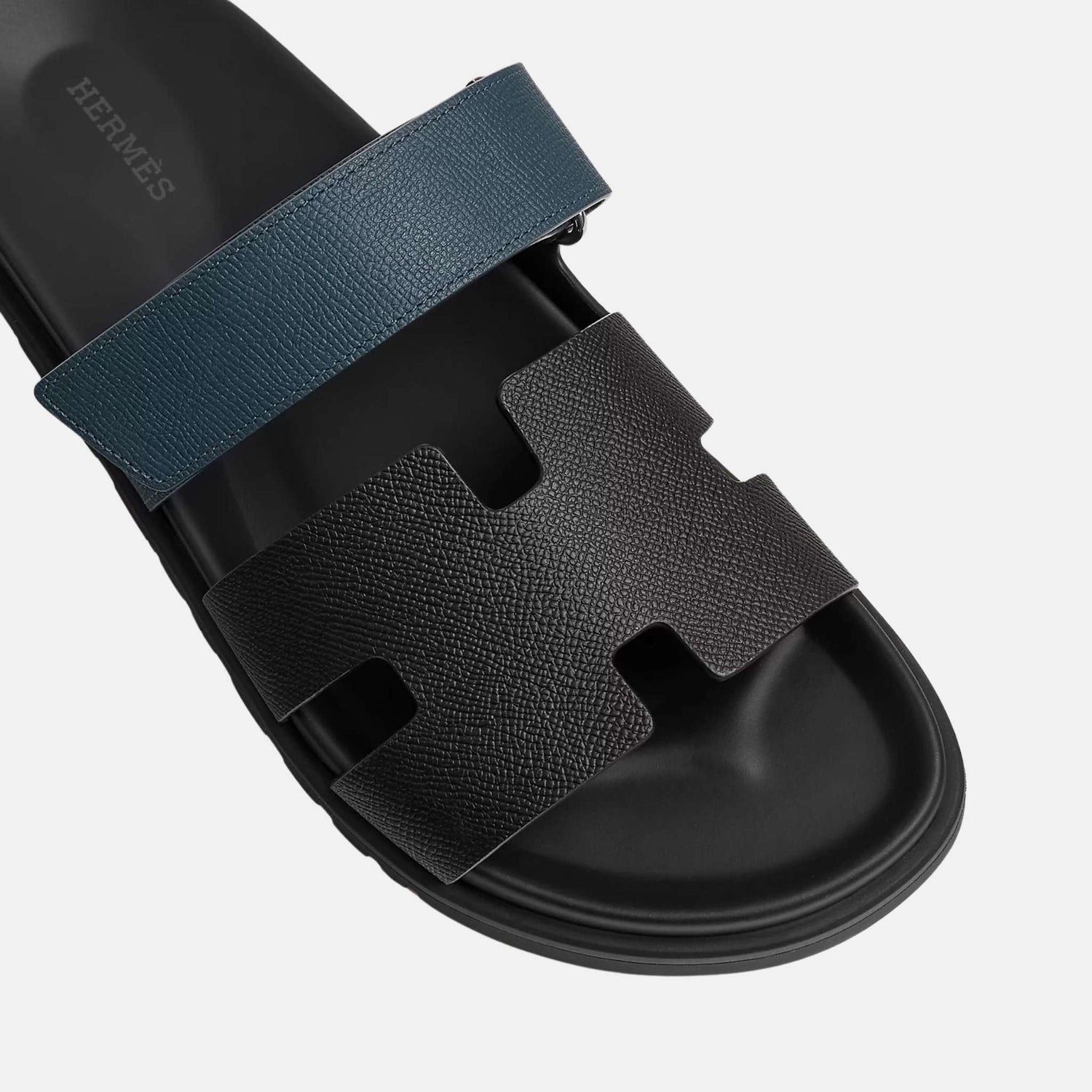 Hermes Chypre Sandal Epsom Black Bleu Men, Top