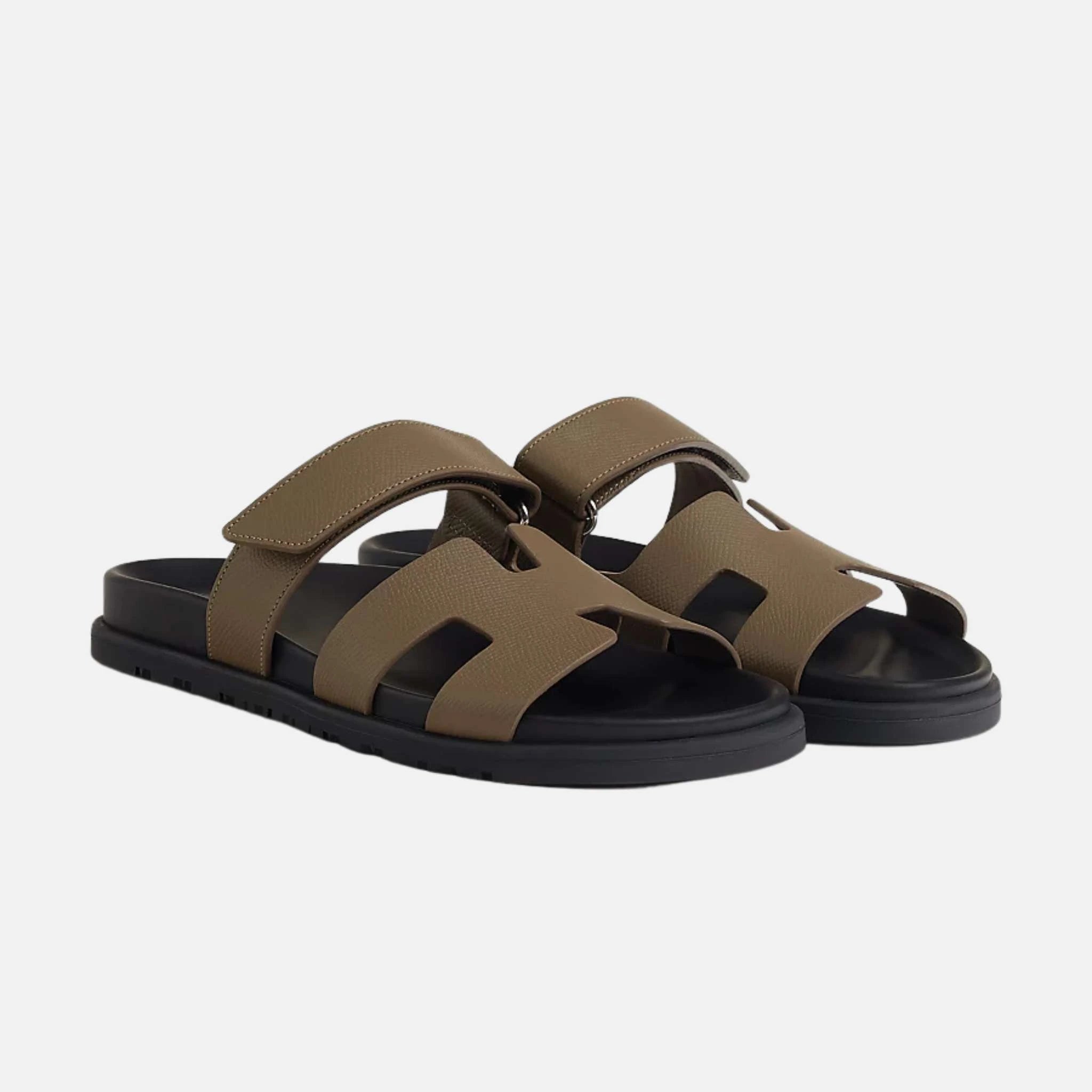 Hermes Chypre Sandal Epsom Women, Etoupe, Front