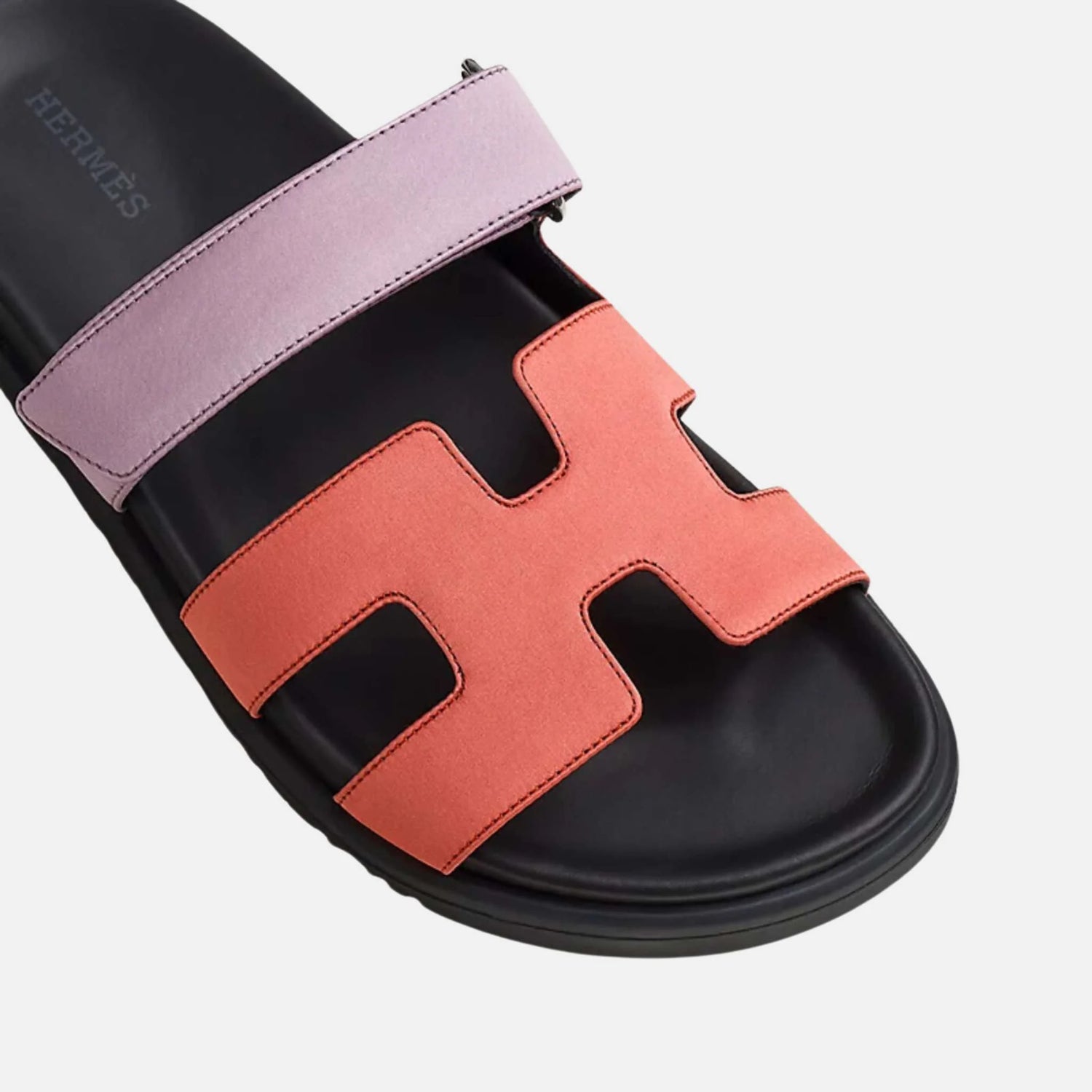 Hermes Chypre Sandal Satin Crepe Women, Rose Peche, Violet Petale, Top