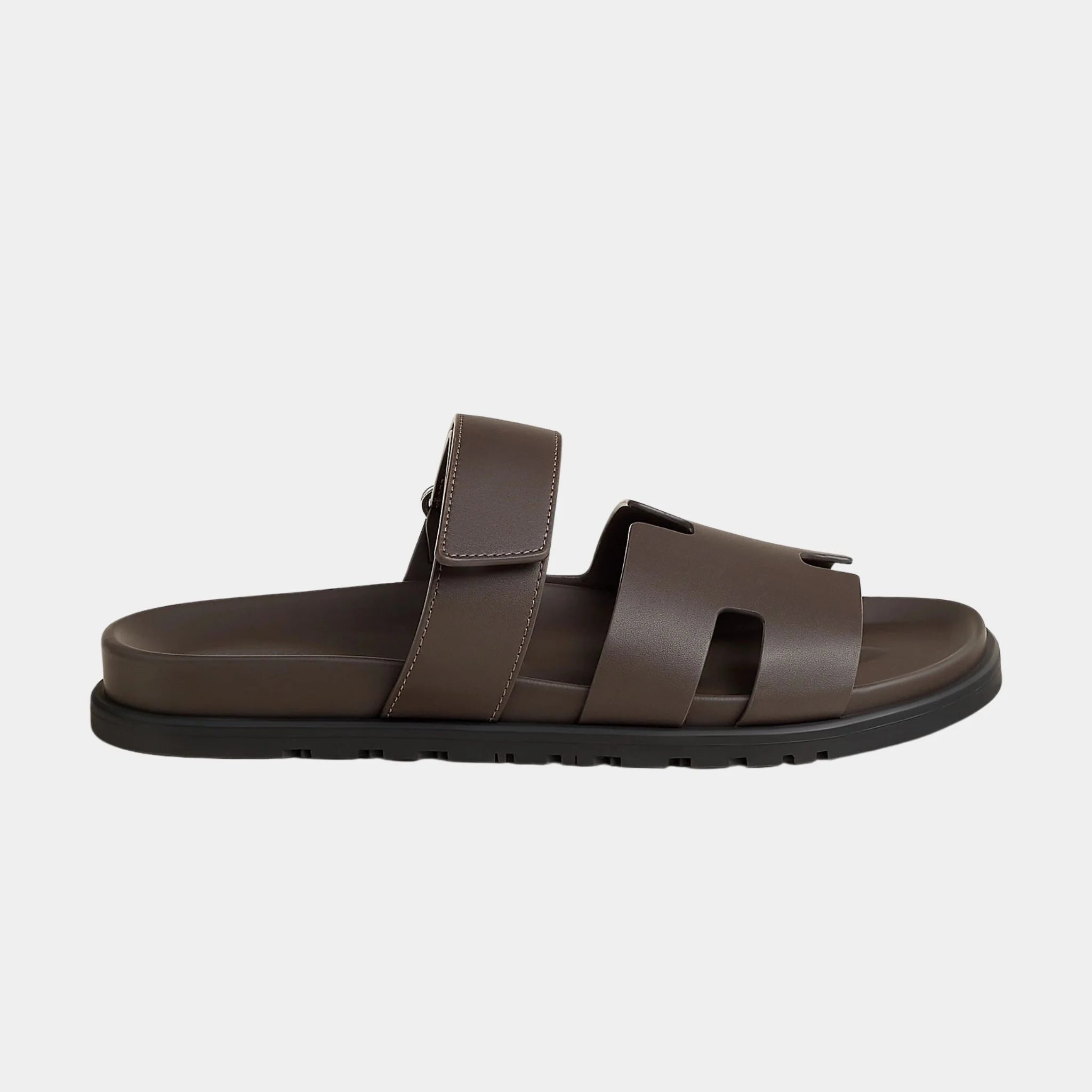 Hermes Chypre Sandals Calfskin Men, Ecorce, Side