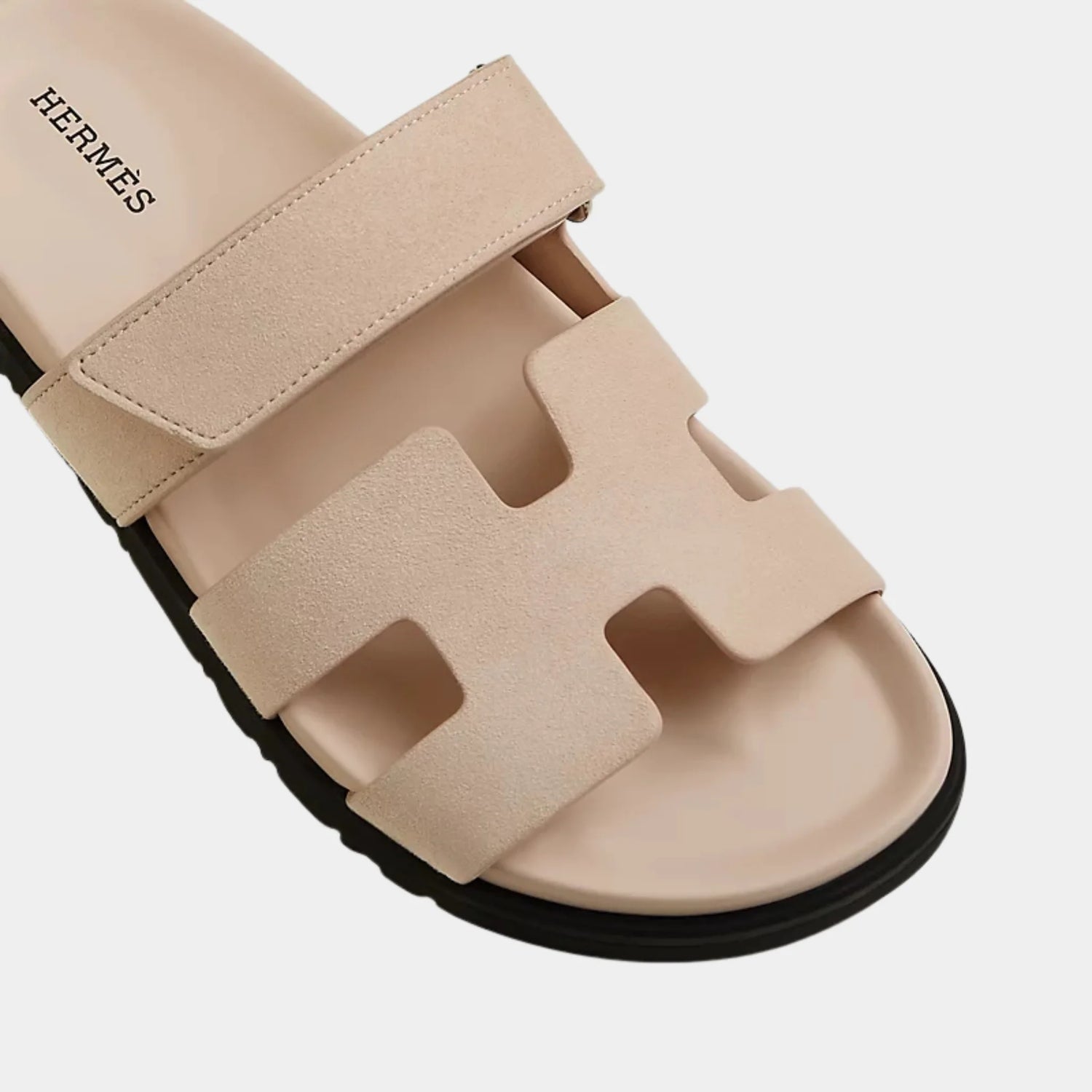 Hermes Chypre Sandals in Suede Goatskin Women, Beige Nude, Top