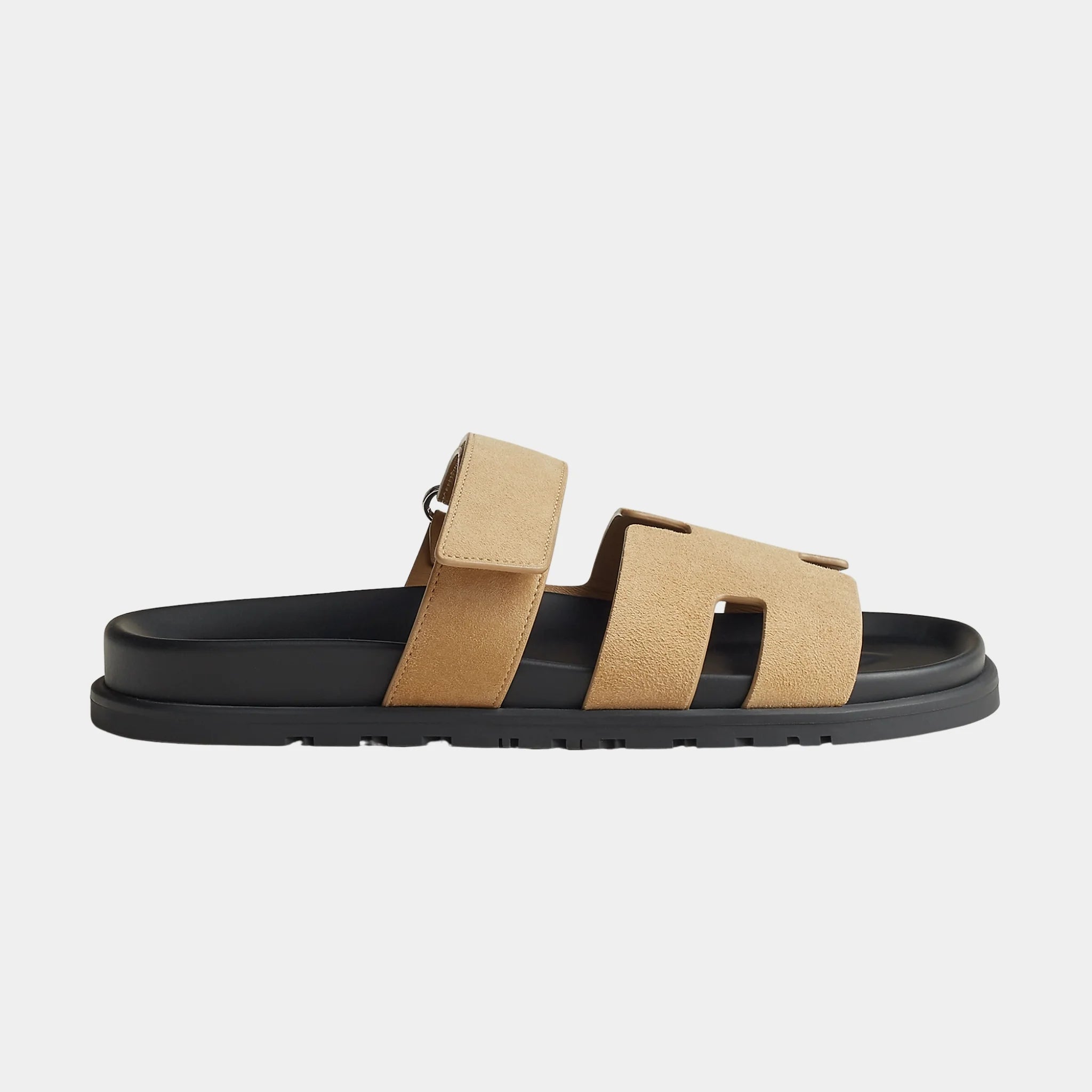 Hermes Chypre Sandals Suede Goatskin Men, Beige Albatre, Side
