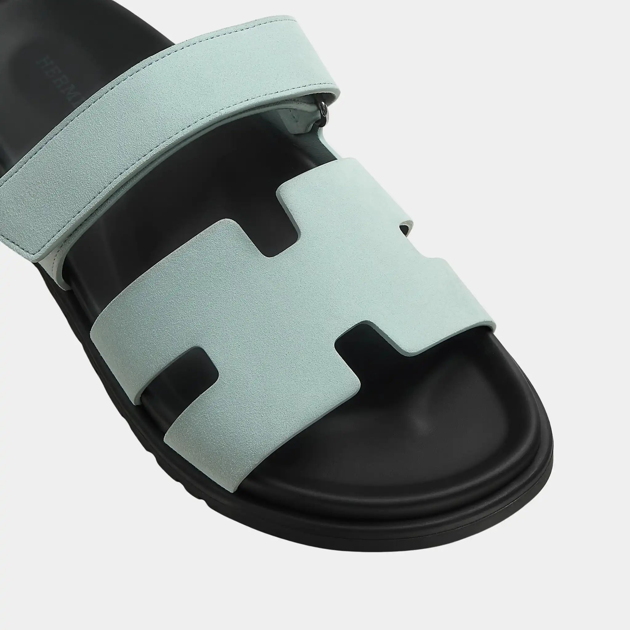 Hermes Chypre Sandals Suede Goatskin Men, Bleu Glacier, Top