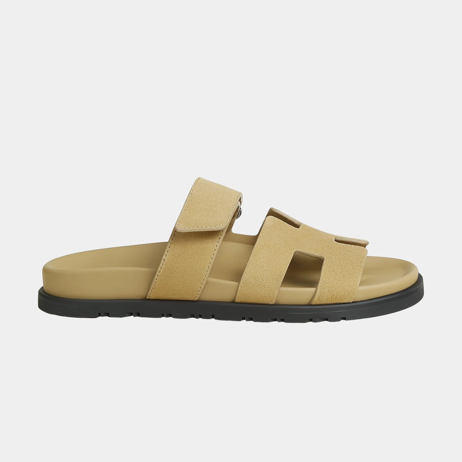 Hermes Chypre Sandals Suede Goatskin Women, Beige Albatre, Side