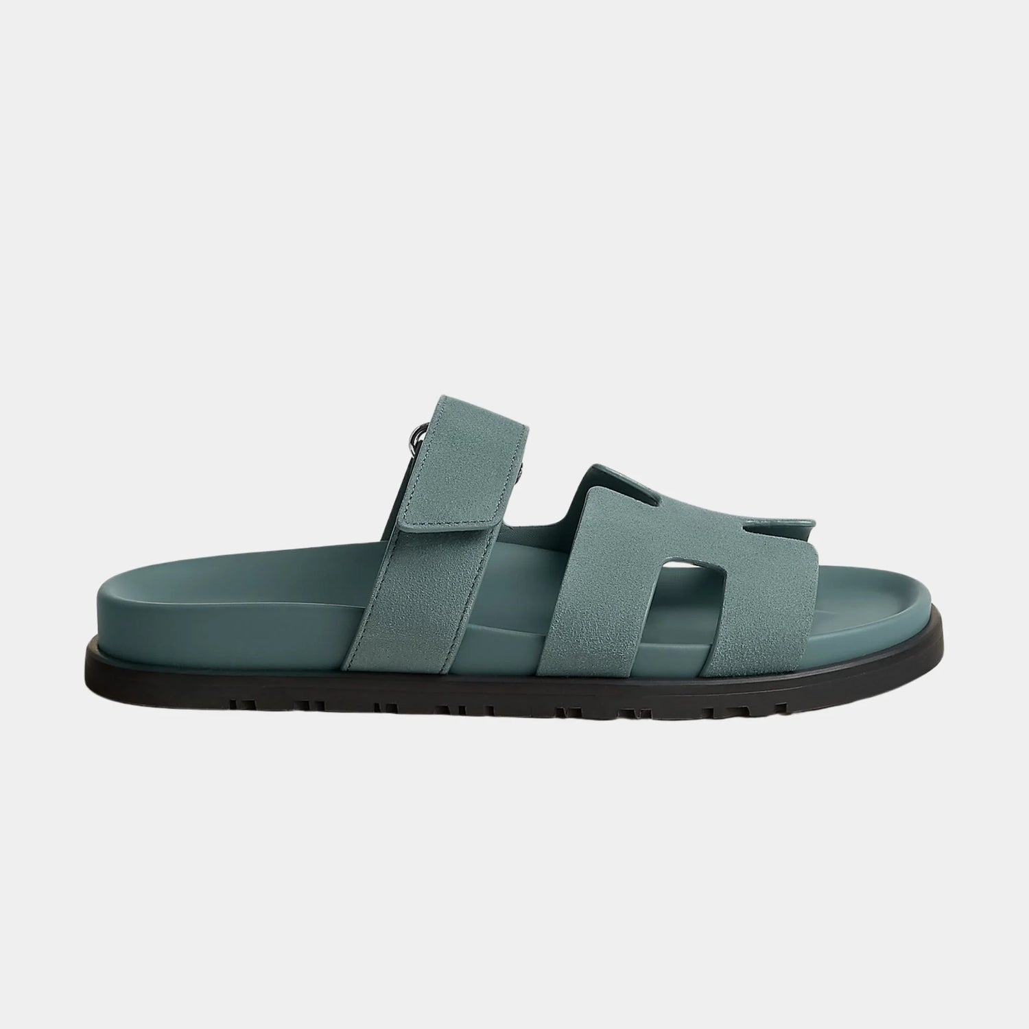 Hermes Chypre Sandals Suede Goatskin Women, Bleu Tonnerre, Side