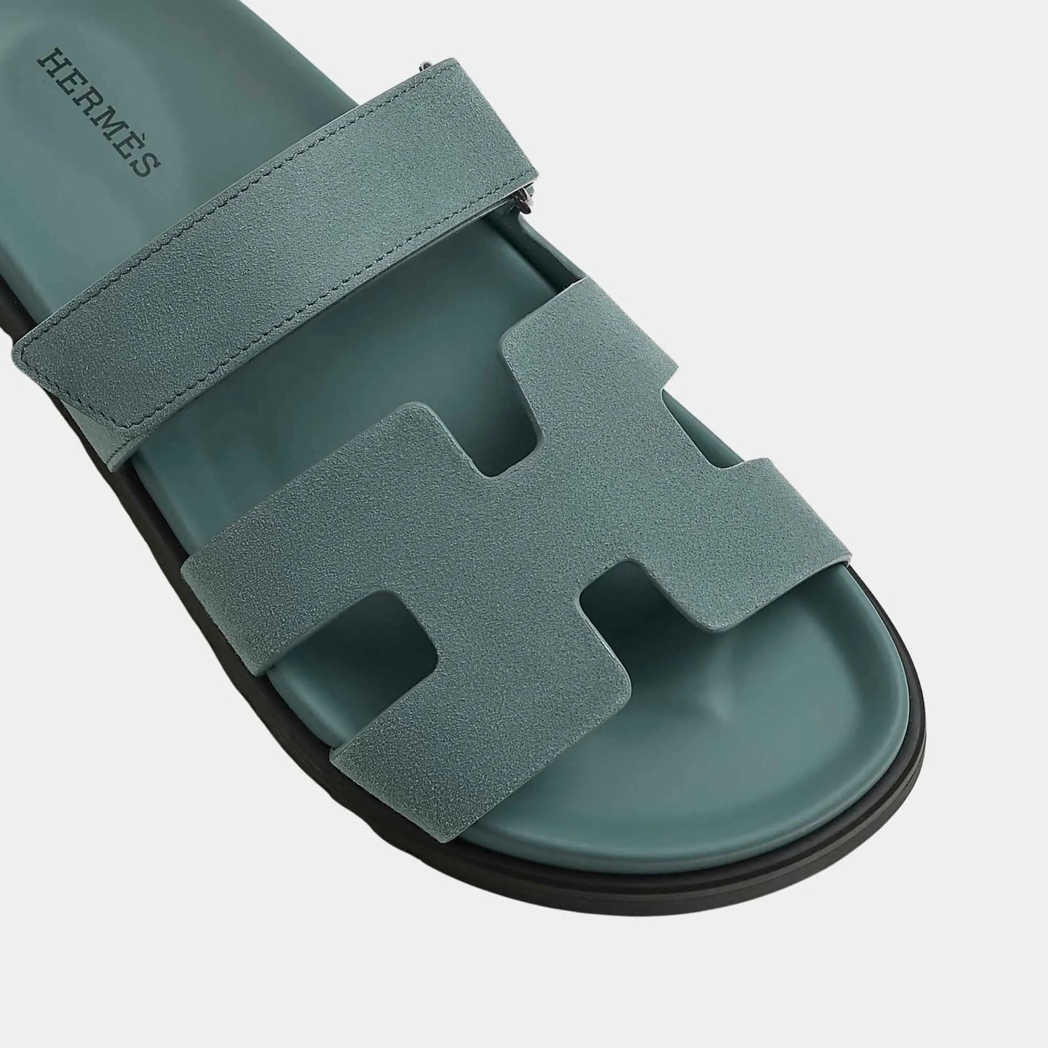 Hermes Chypre Sandals Suede Goatskin Women, Bleu Tonnerre, Top