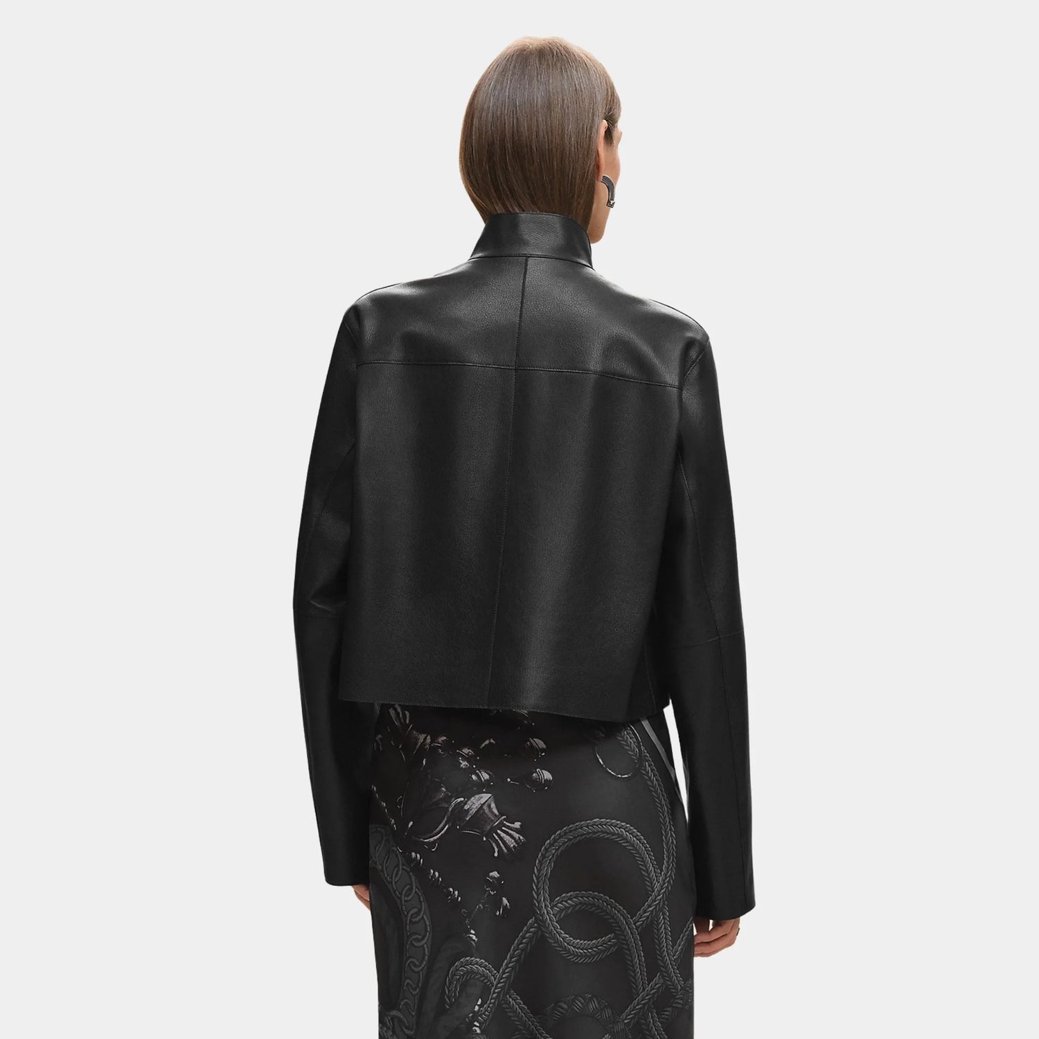 Hermes City Jacket in Grained Goatskin, Noir, Back