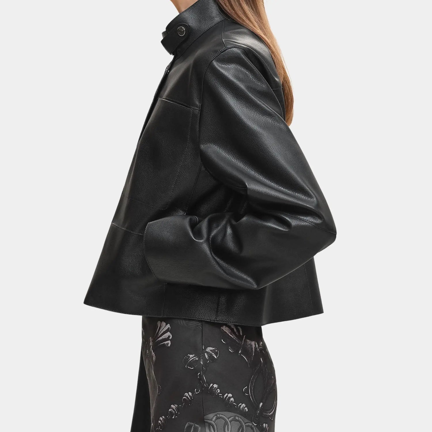 Hermes City Jacket in Grained Goatskin, Noir, Side