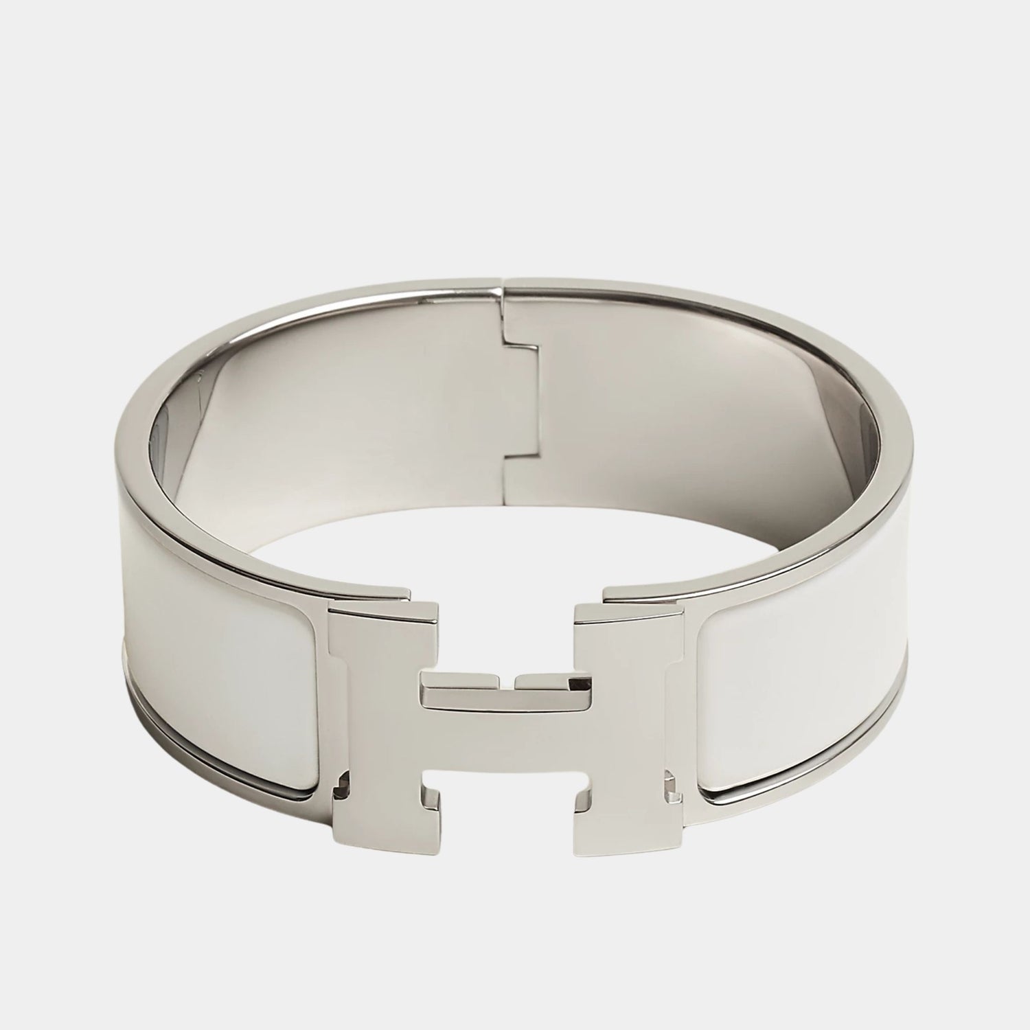 Hermes Clic Clac H Bracelet Palladium Plated, Blanc