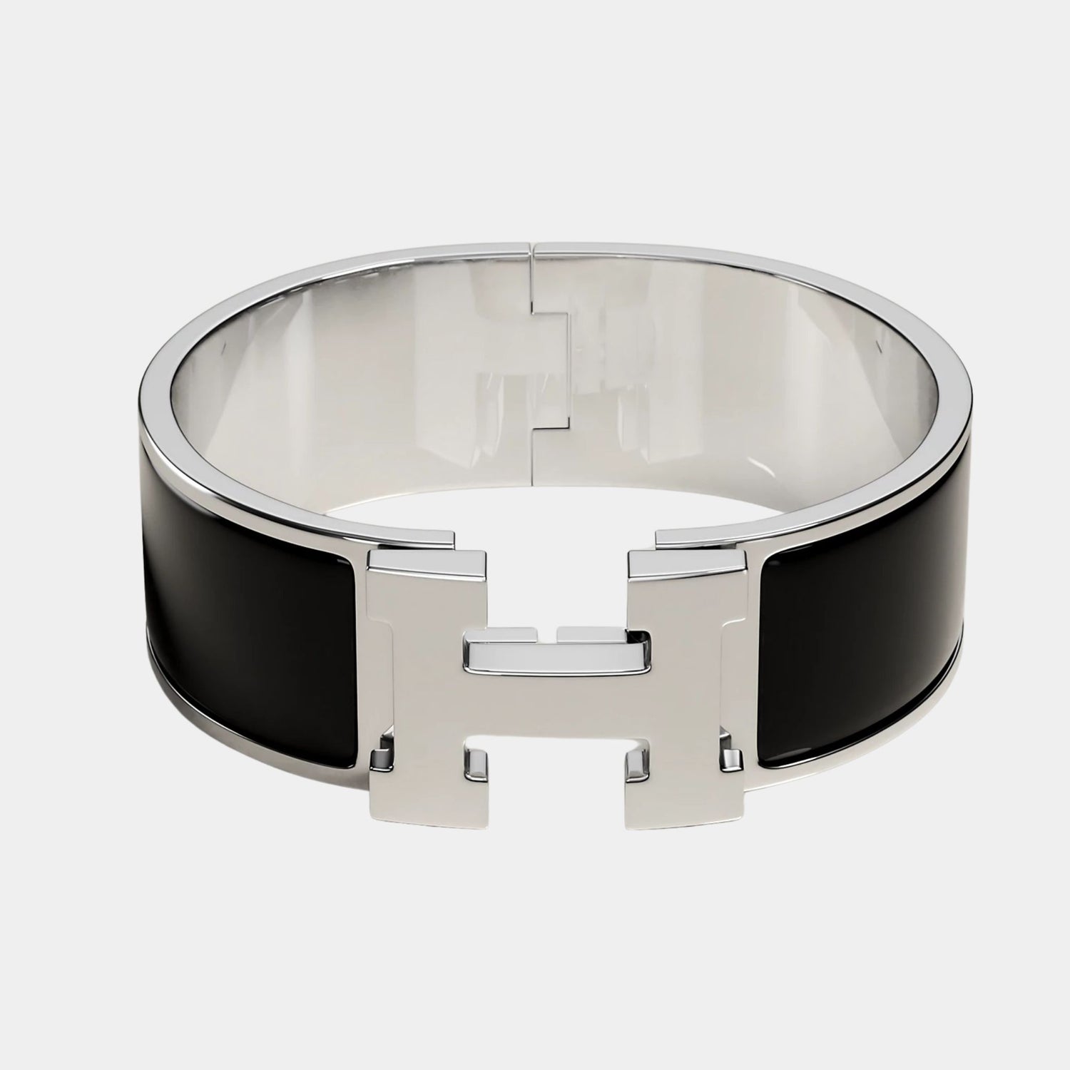 Hermes Clic Clac H Bracelet Palladium Plated, Noir