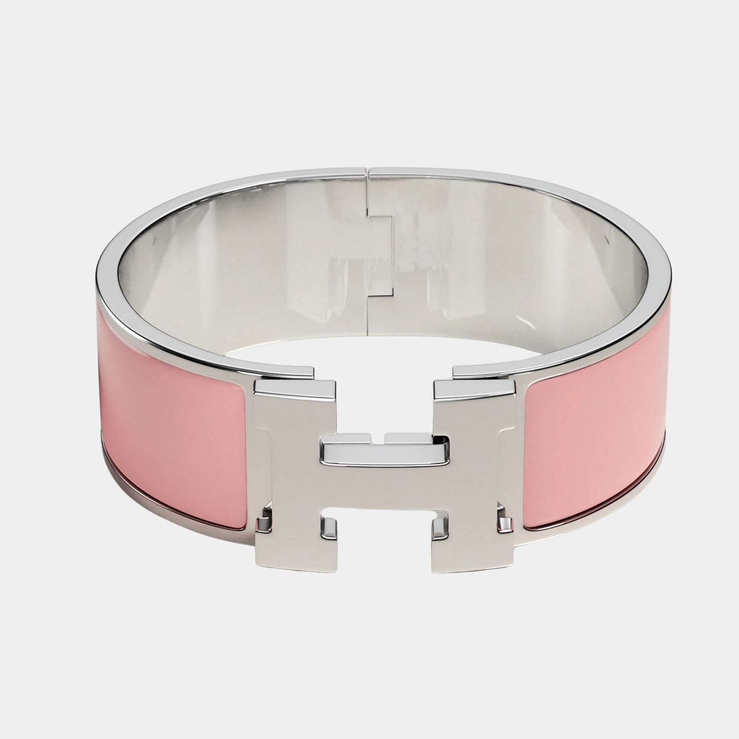 Hermes Clic Clac H Bracelet Palladium Plated, Rose Candeur