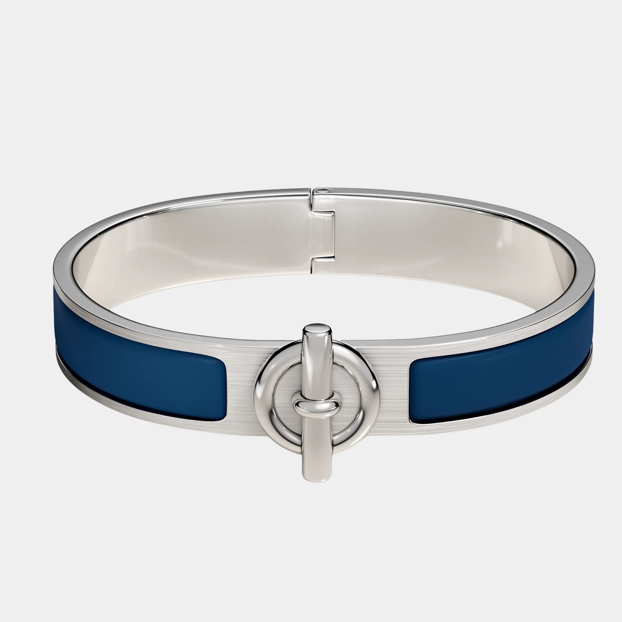 Hermes Clic Glenan Bracelet Palladium Plated, Bleu de Biarritz