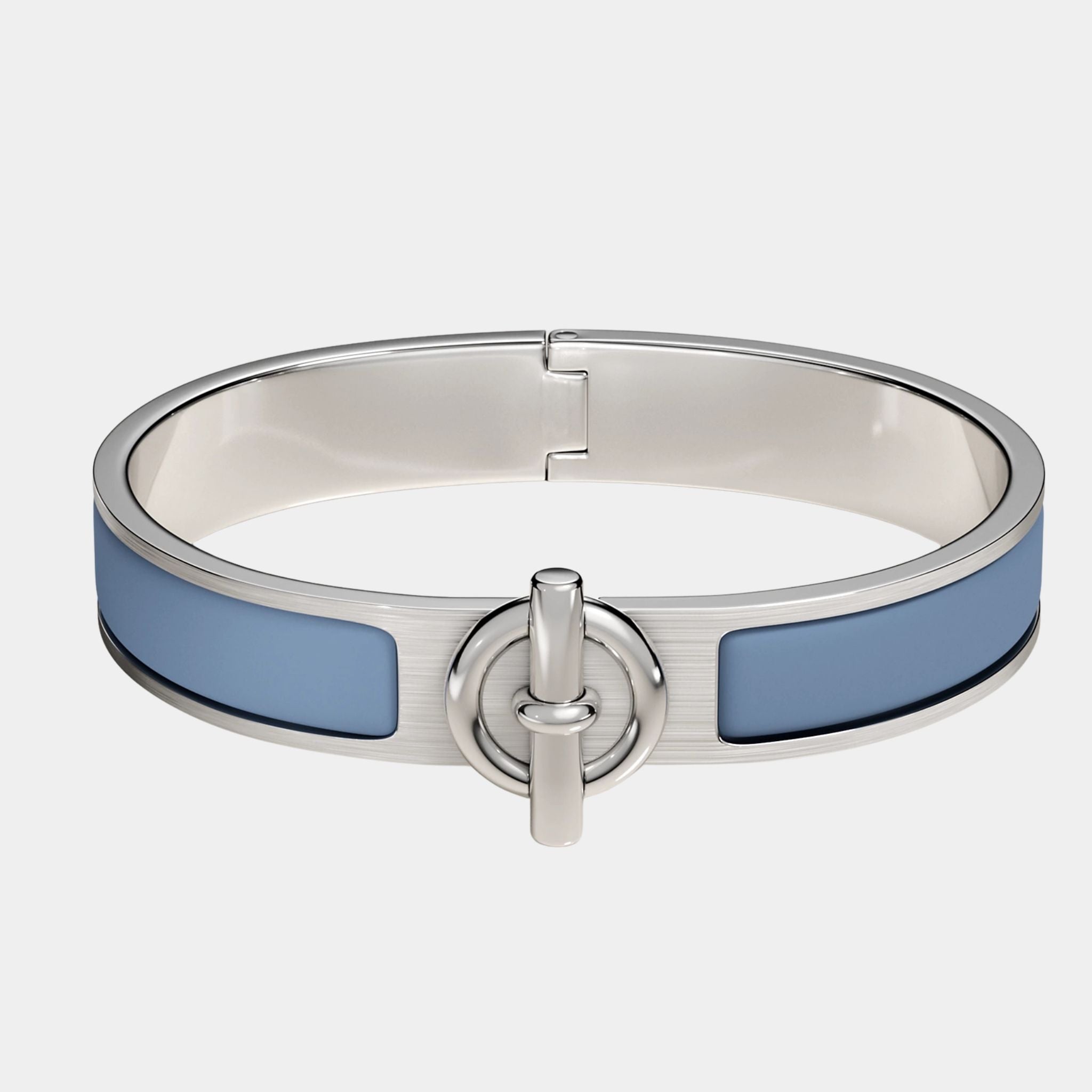 Hermes Clic Glenan Bracelet Palladium Plated, Bleu Turquin