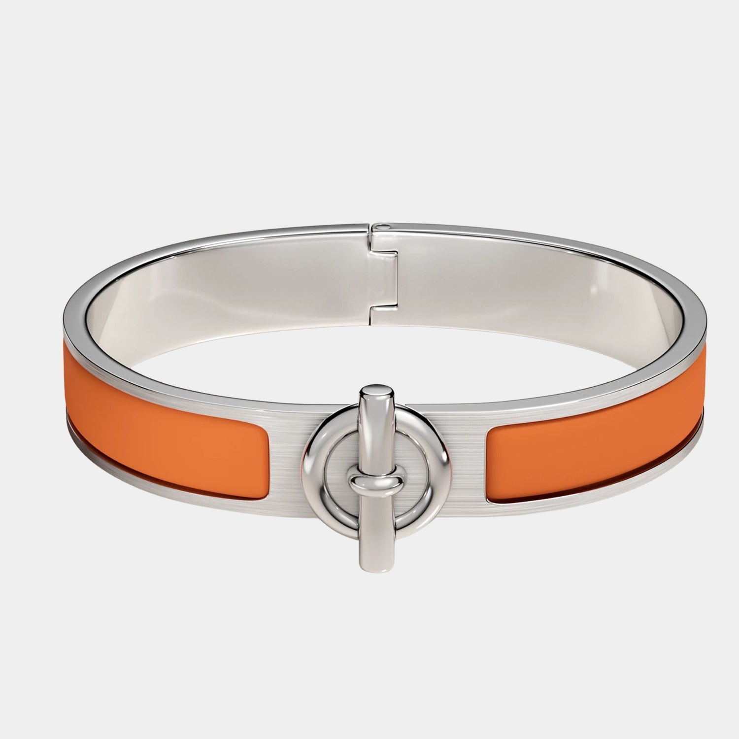 Hermes Clic Glenan Bracelet Palladium Plated, Orange Feu
