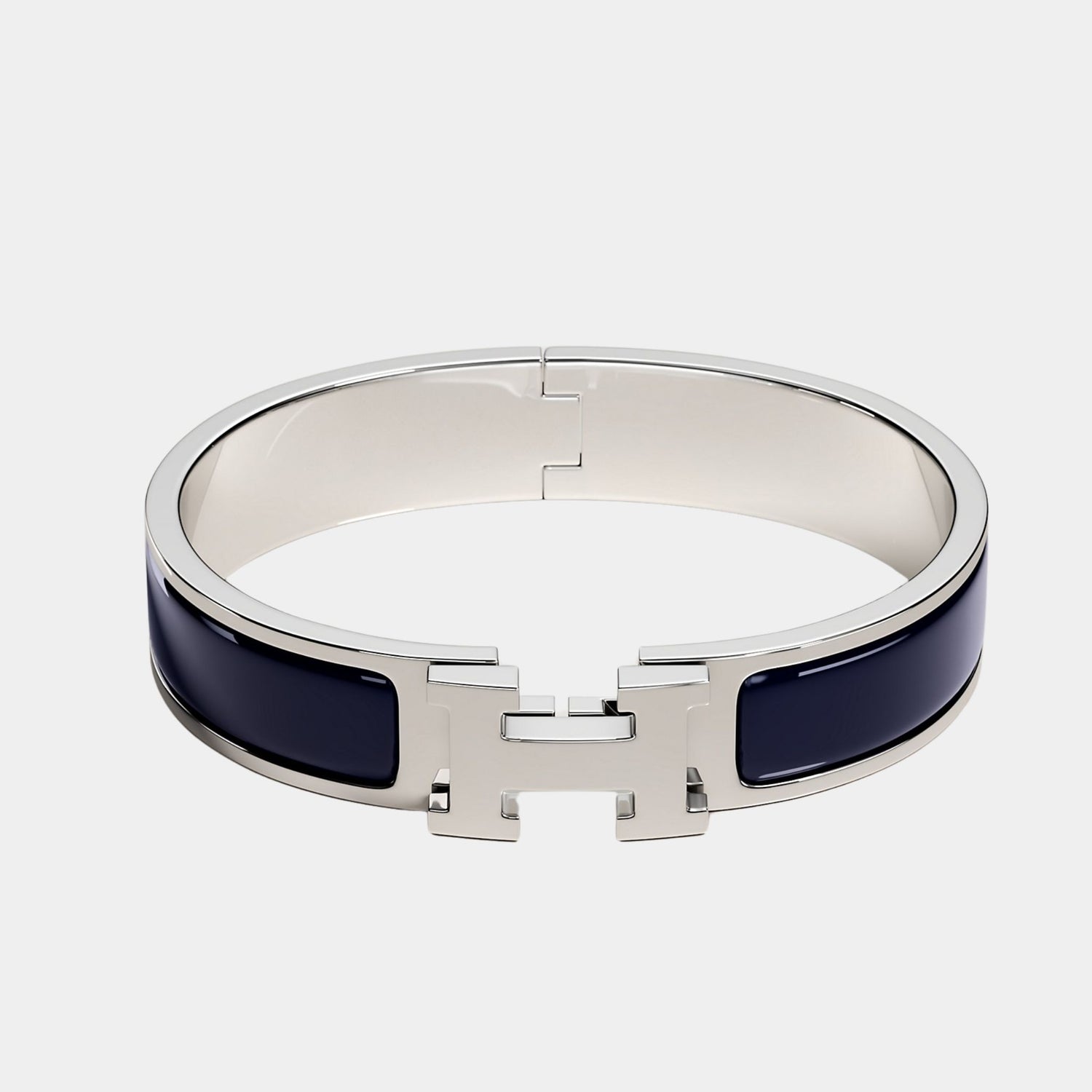 Hermes Clic H Bracelet Palladium Plated, Bleu Abysse