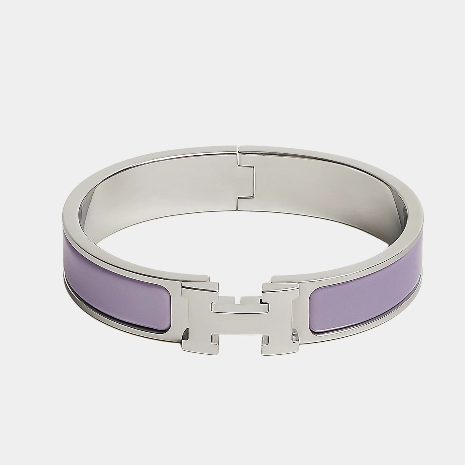Hermes Clic H Bracelet Palladium Plated, Lilas