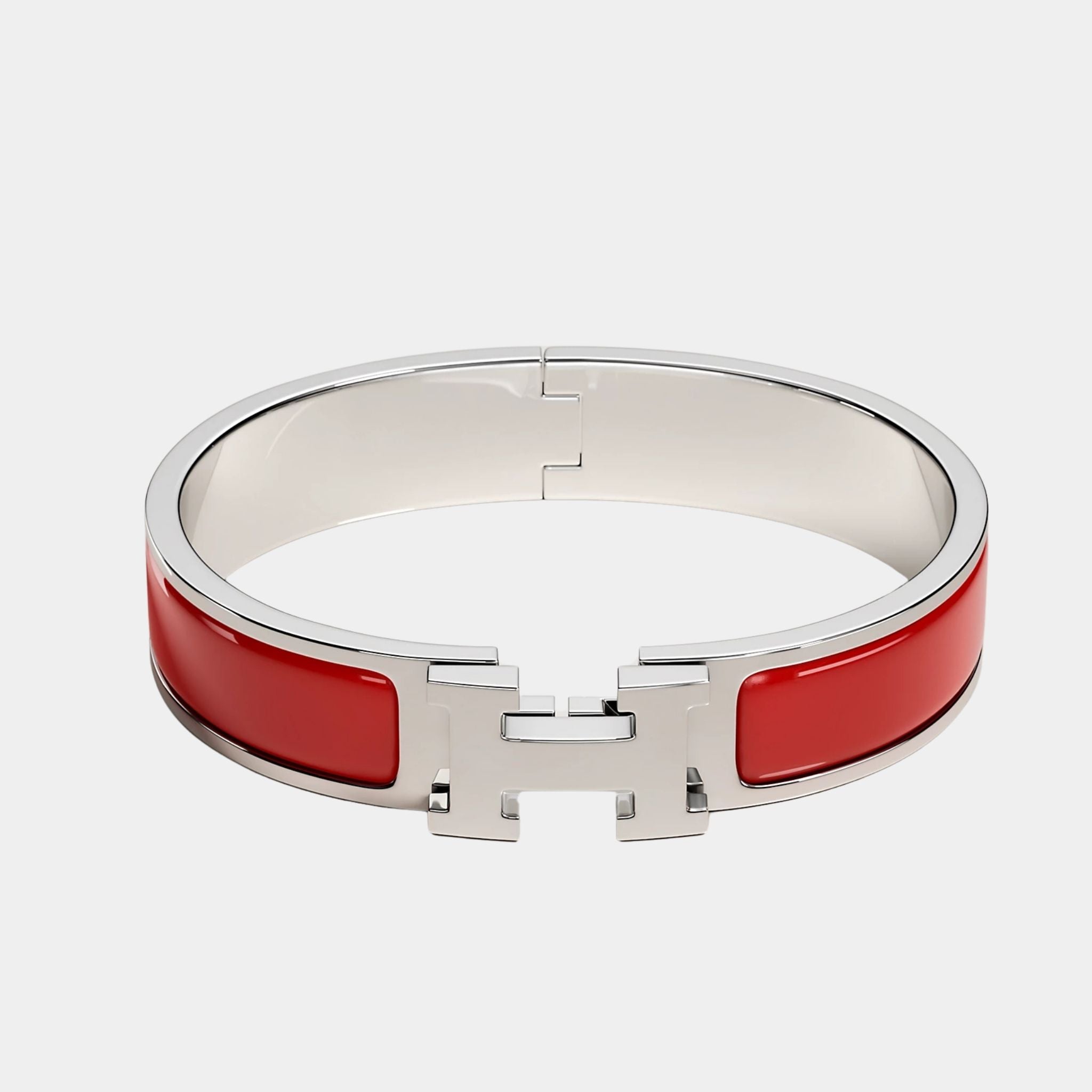 Hermes Clic H Bracelet Palladium Plated, Rouge Amarante
