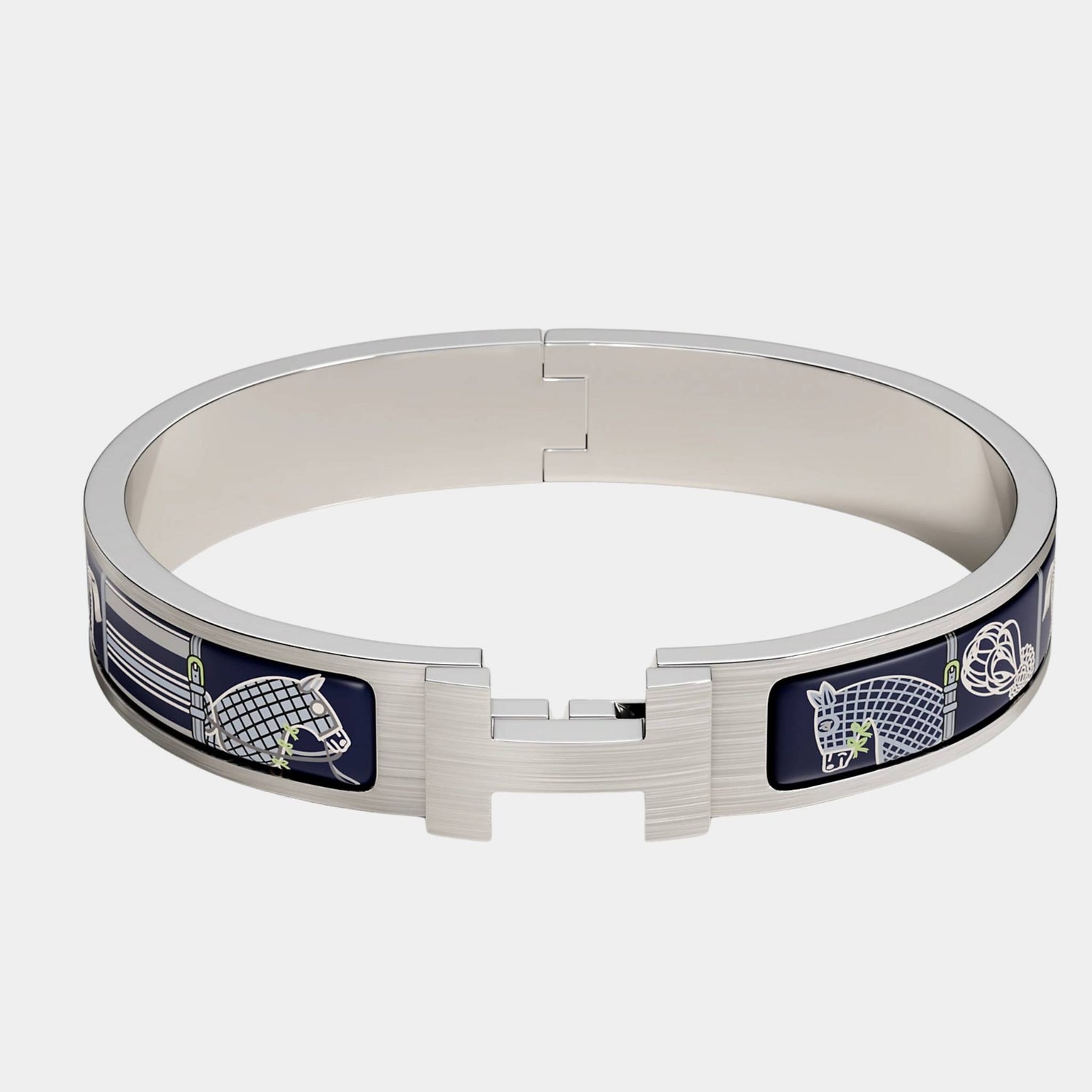 Hermes Clic HH Couvertures et Tenues de Jour Bracelet Palladium Plated, Blue