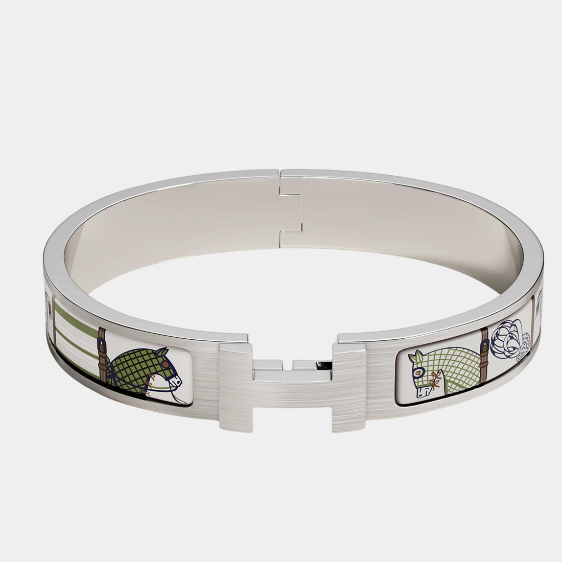 Hermes Clic HH Couvertures et Tenues de Jour Bracelet Palladium Plated, Loden