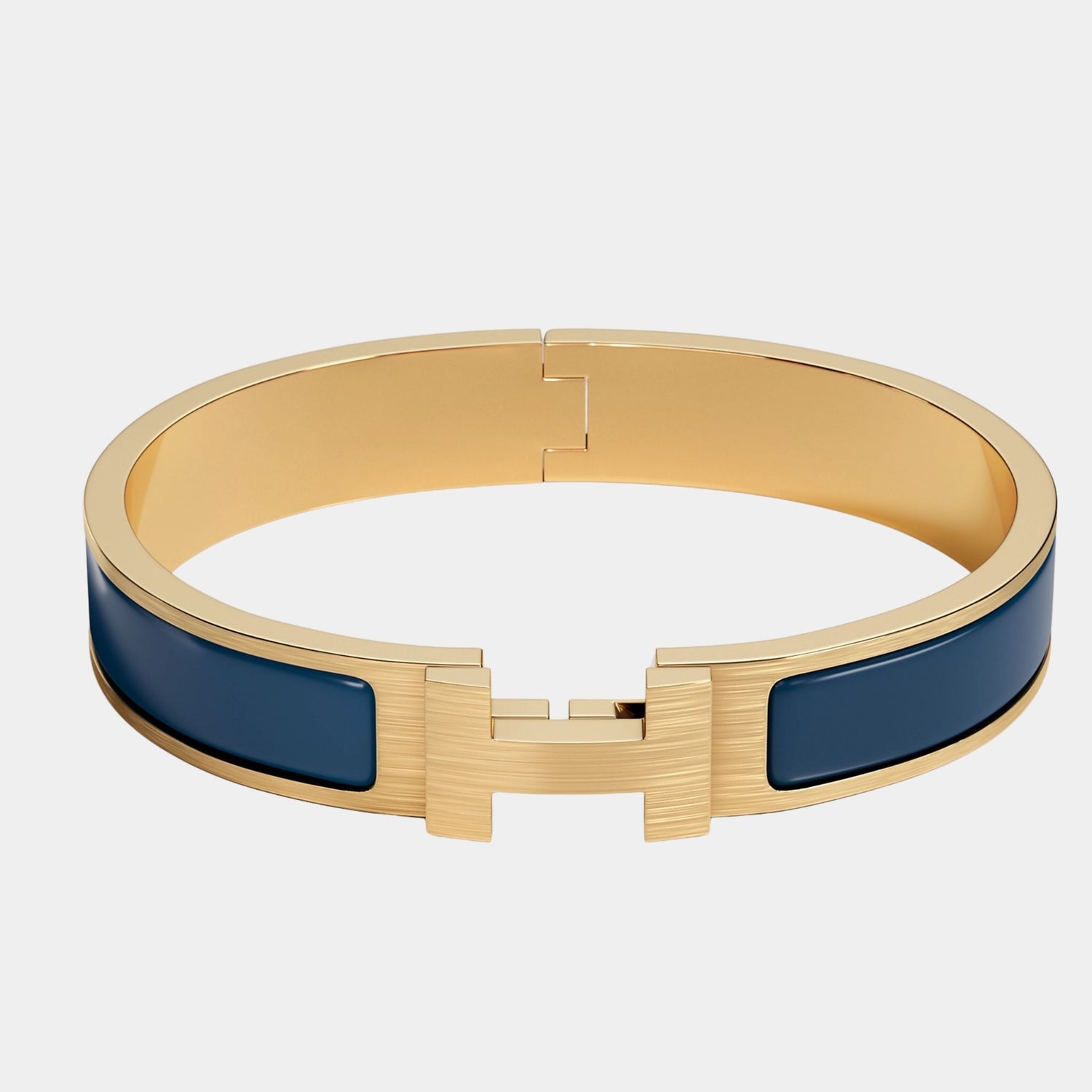 Hermes Clic HH Narrow Bracelet Gold Plated, Bleu De Biarritz