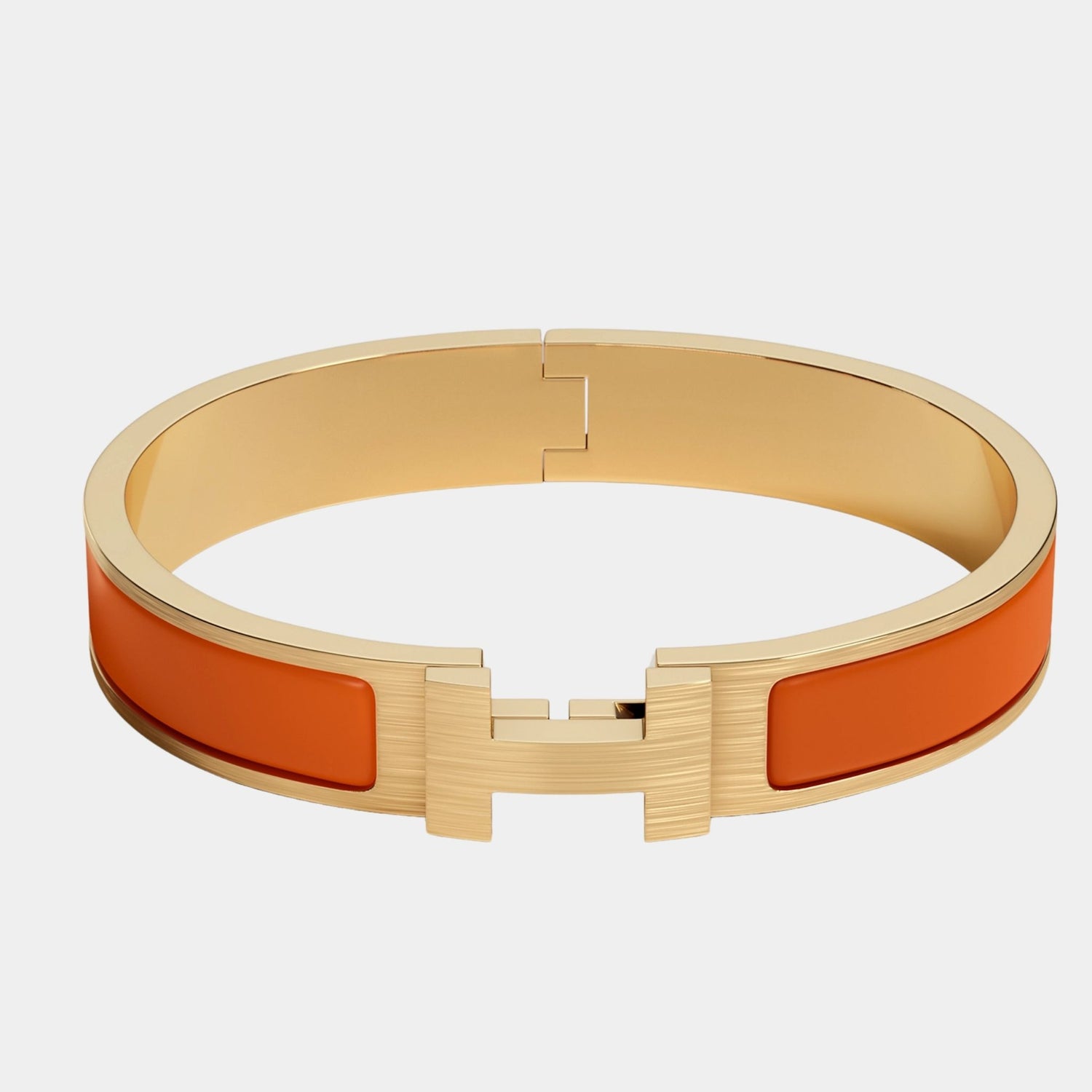 Hermes Clic HH Narrow Bracelet Gold Plated, Orange