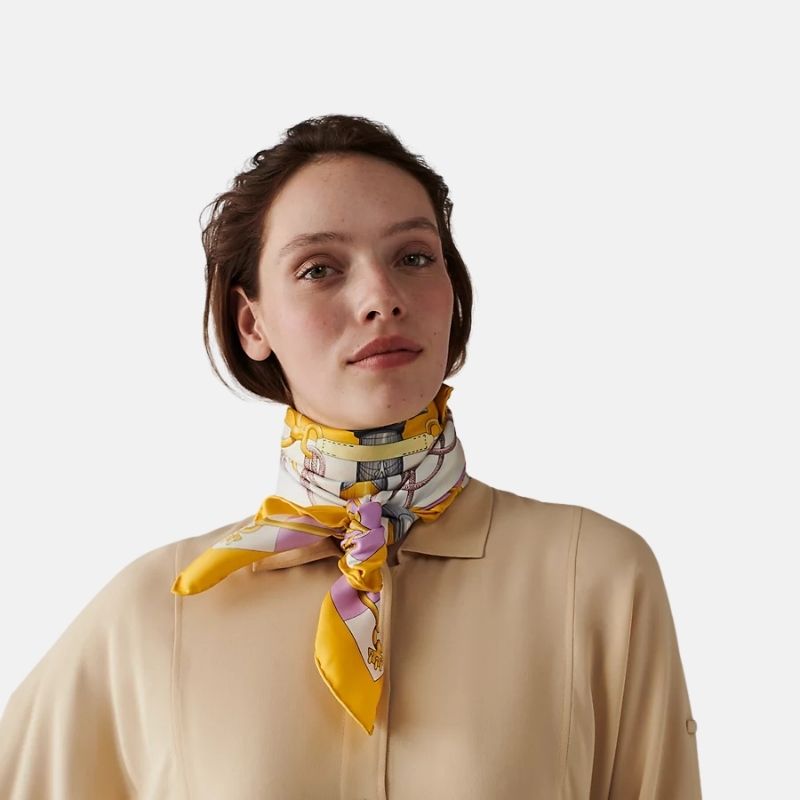 Hermes Cliquetis scarf 90, Yellow, Model