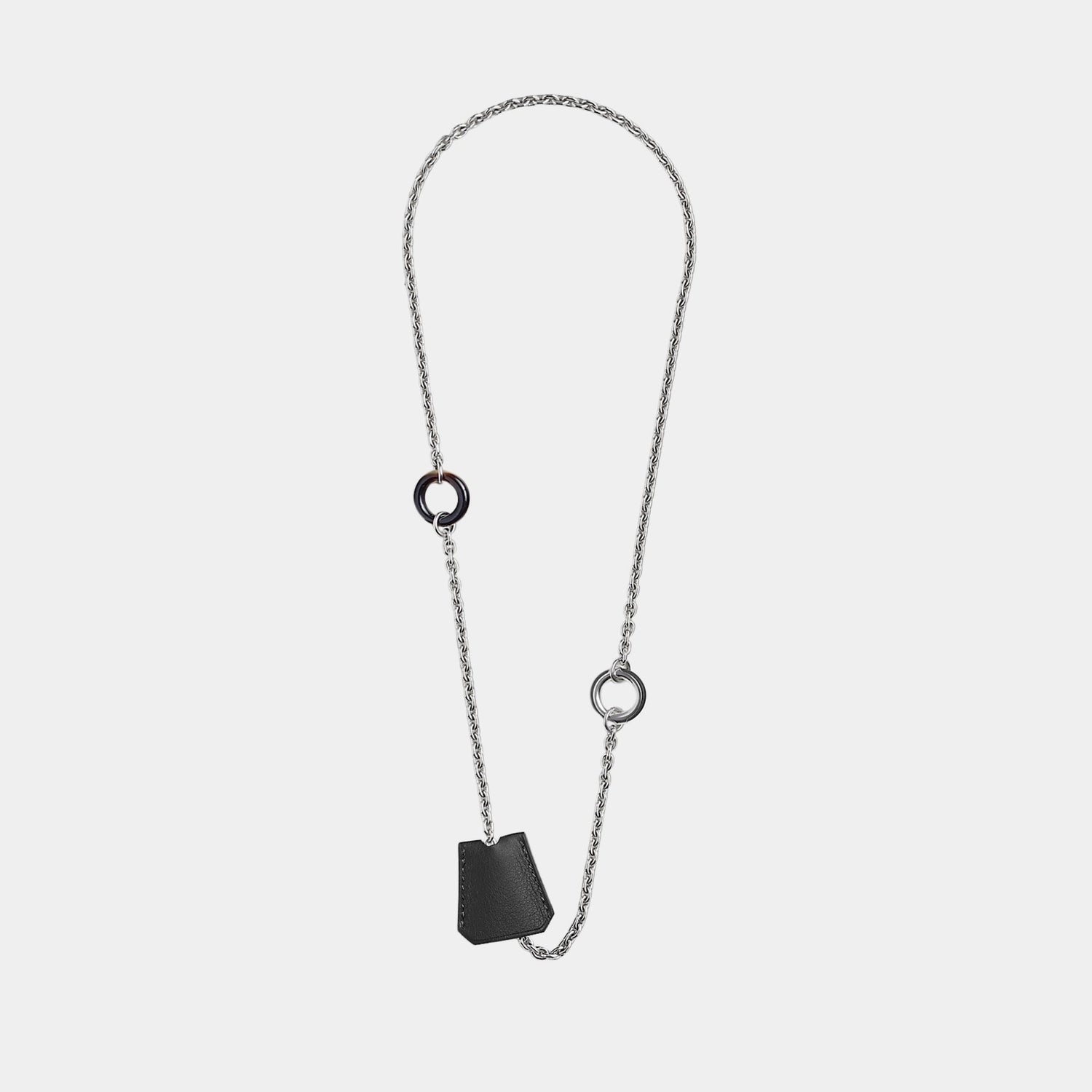 Hermes Clochette Necklace Swift Calfskin, Noir, Front
