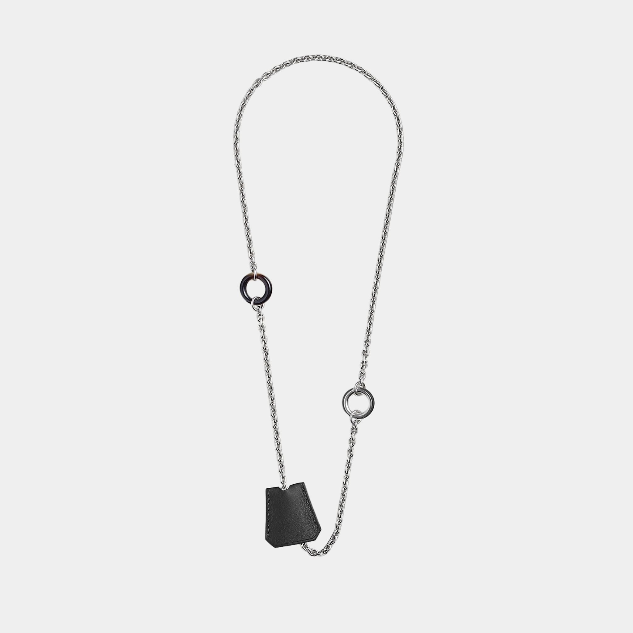 Hermes Clochette Necklace Swift Calfskin, Noir, Front