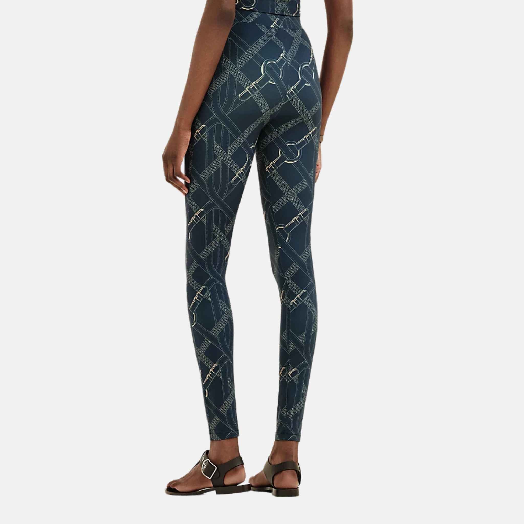Hermes Coaching Remix Leggings, Blue, Back