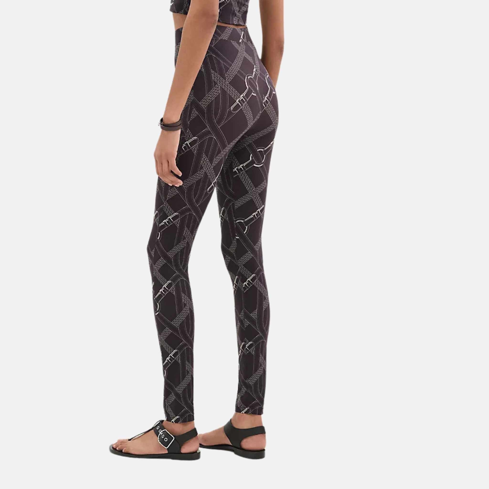 Hermes Coaching Remix Leggings, Maroon, Back