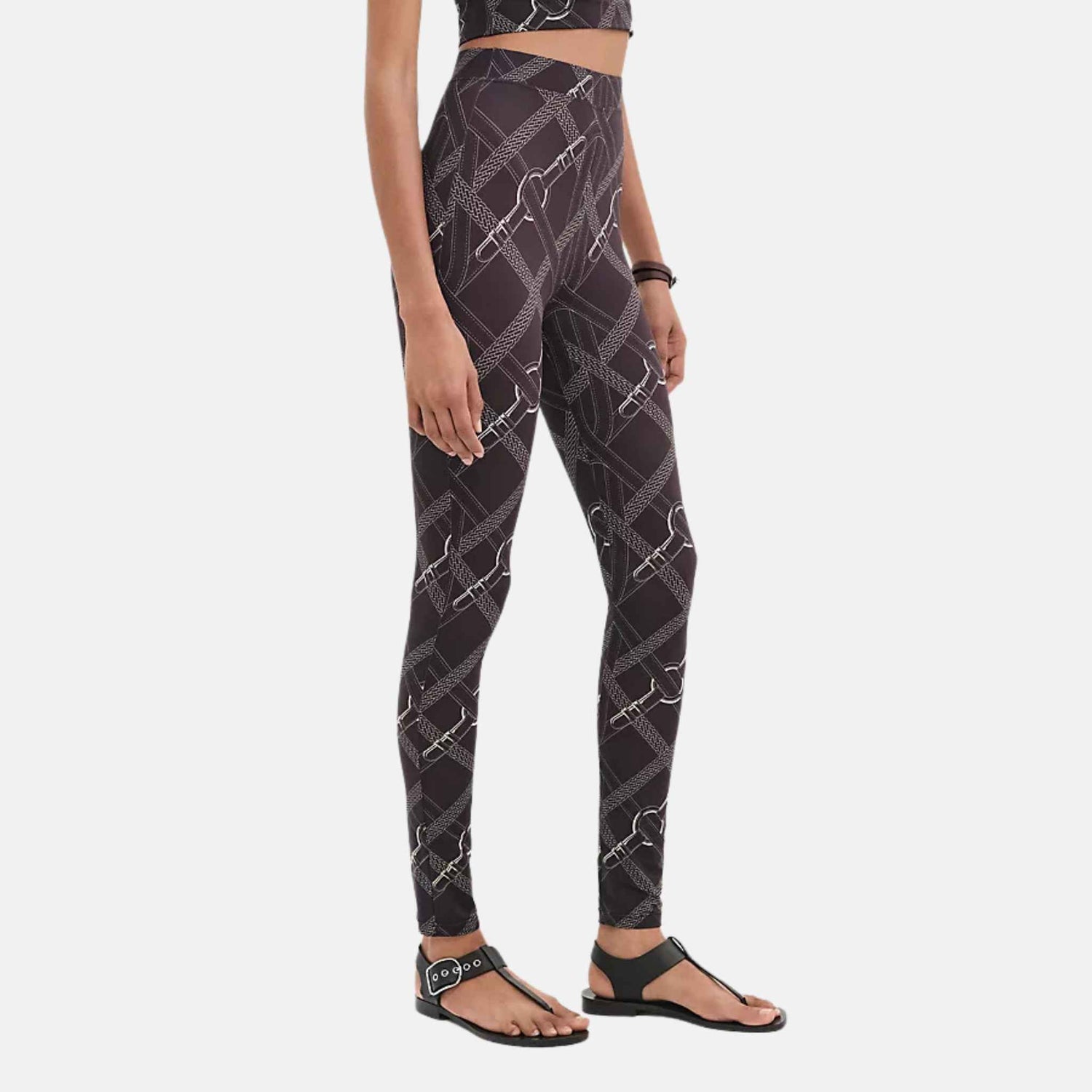 Hermes Coaching Remix Leggings, Maroon, Front