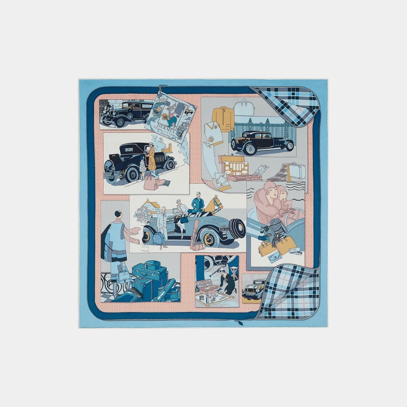 Hermes Confort en Automobile scarf 70, Blue
