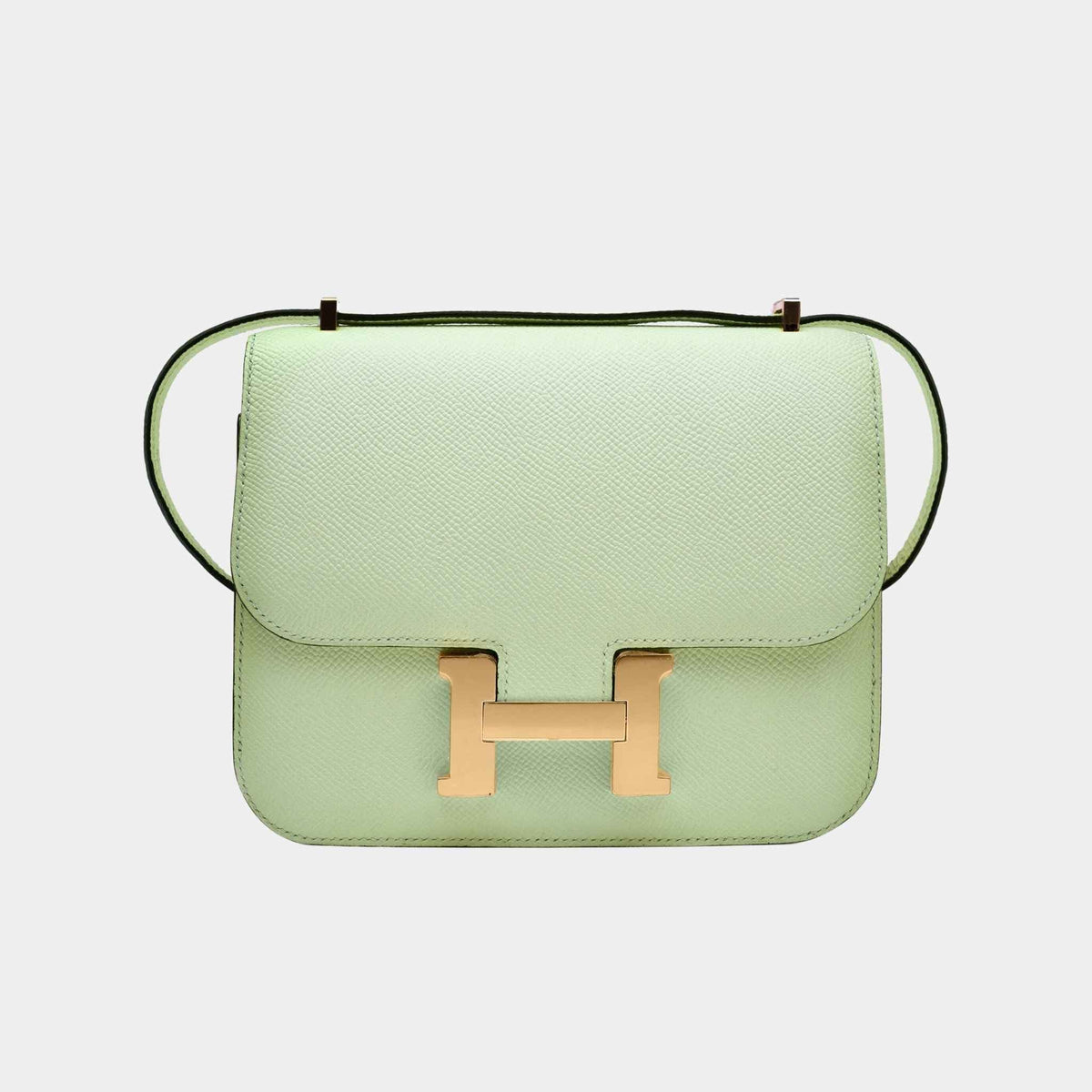 حقيبة Constance 18 من جلد Epsom باللون الأخضر Vert Fizz مع إكسسوارات ذهبية