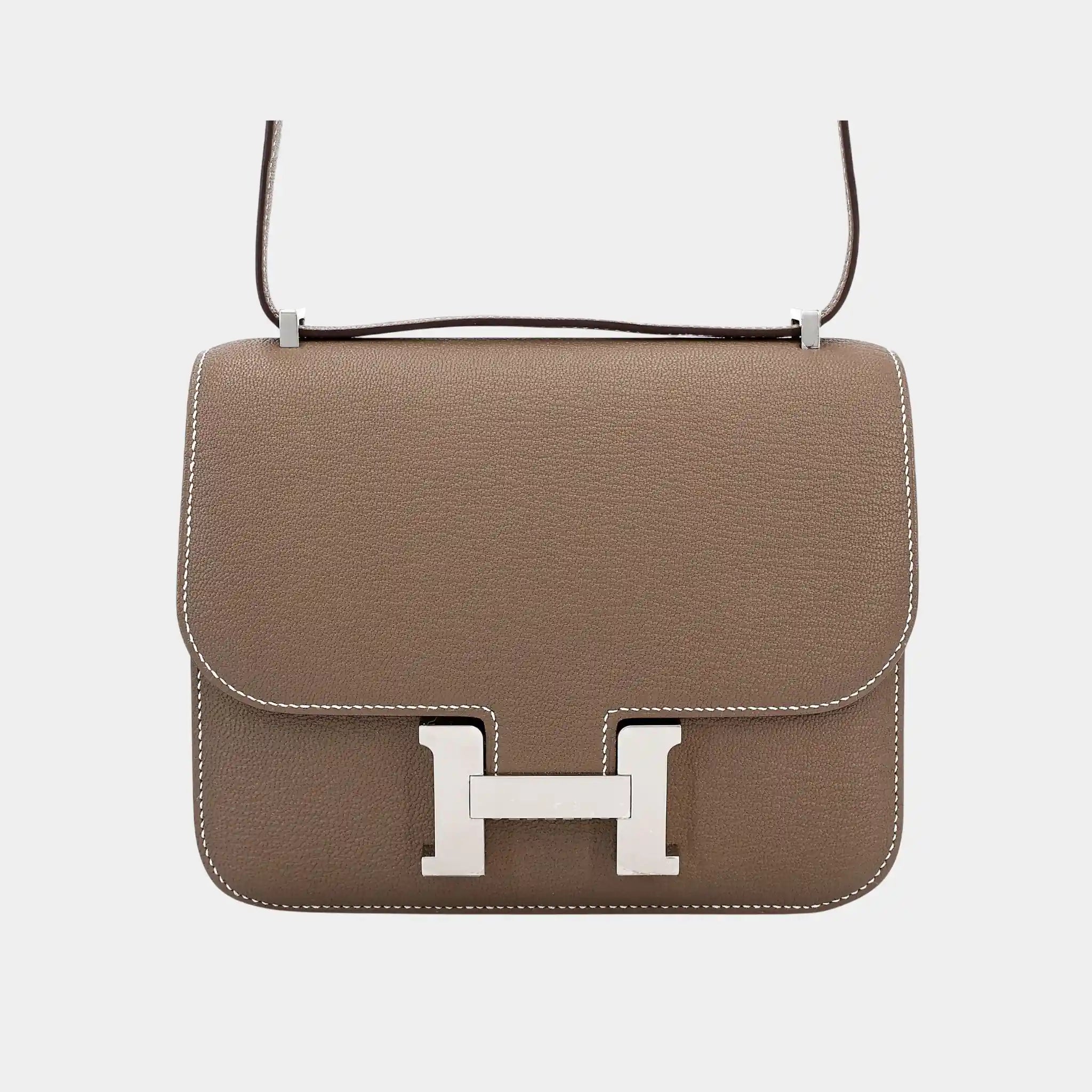 Hermes Constance Mini Chevre Etoupe PHW, Front