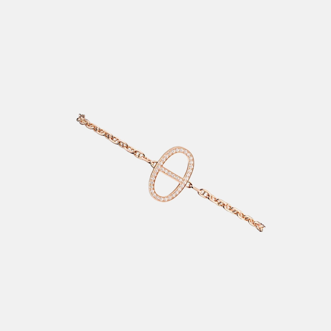 Hermes Contour Anchor Chain Bracelet Rose gold Diamond, Front