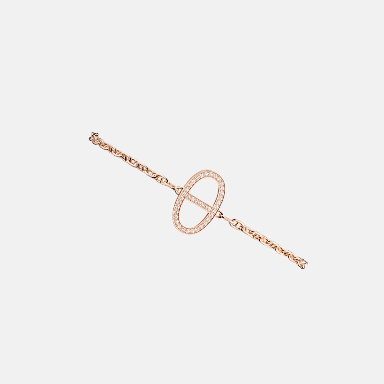 Hermes Contour Anchor Chain Bracelet Rose gold Diamond, Front