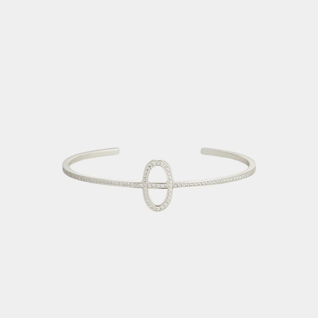Hermes Contour Anchor Chain Bracelet White Gold Diamonds, Front