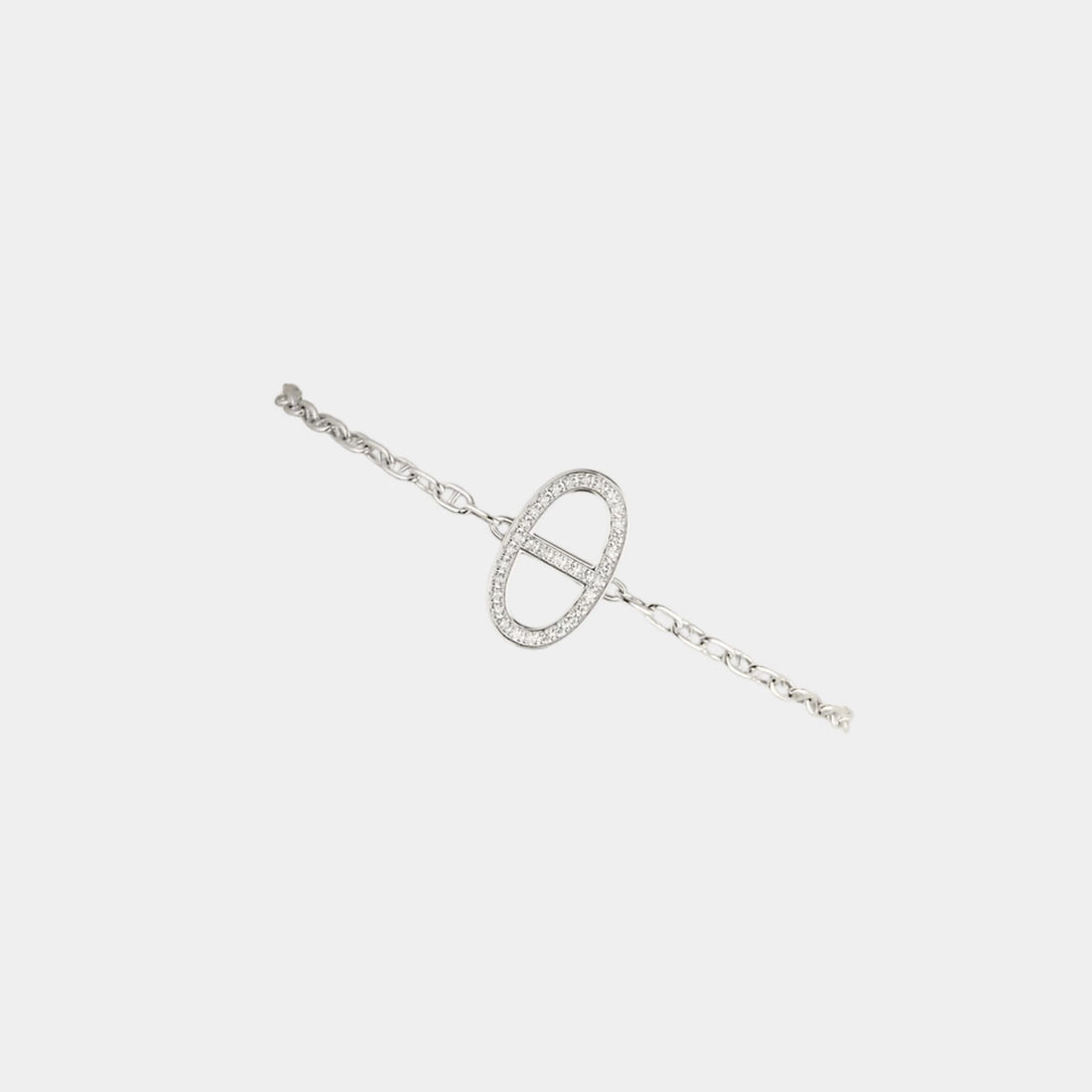 HermesContour Anchor Chain Bracelet White Gold Diamonds, Front